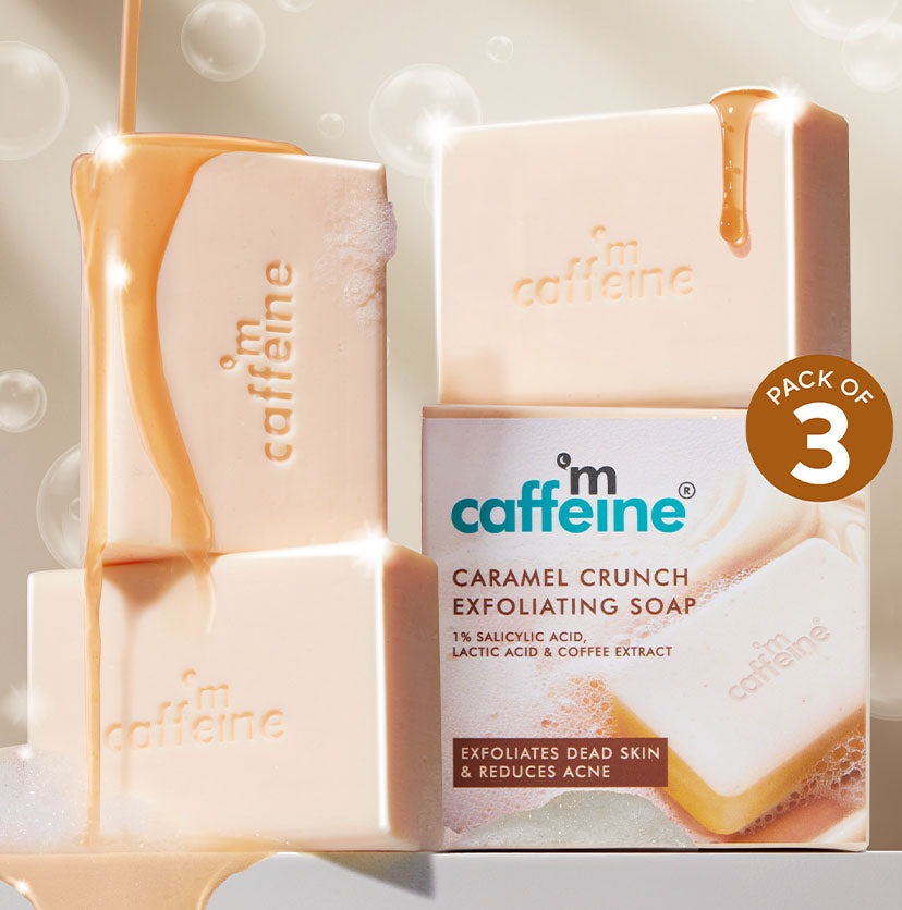 mCaffeine Caramel Crunch Exfoliating Soap (Pack of 3)