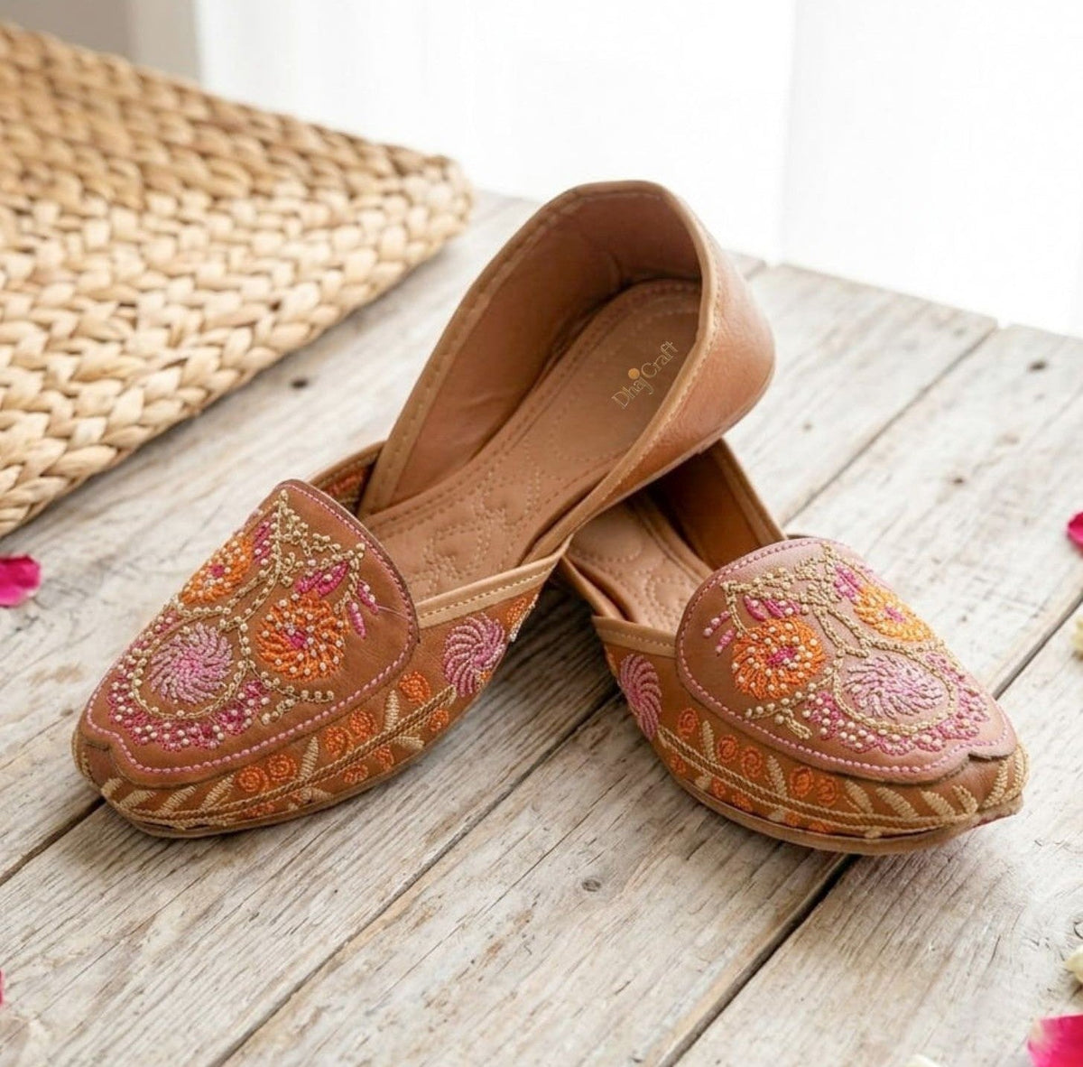 Dhajcraft Brown Embroidered Loafer - Hand wash