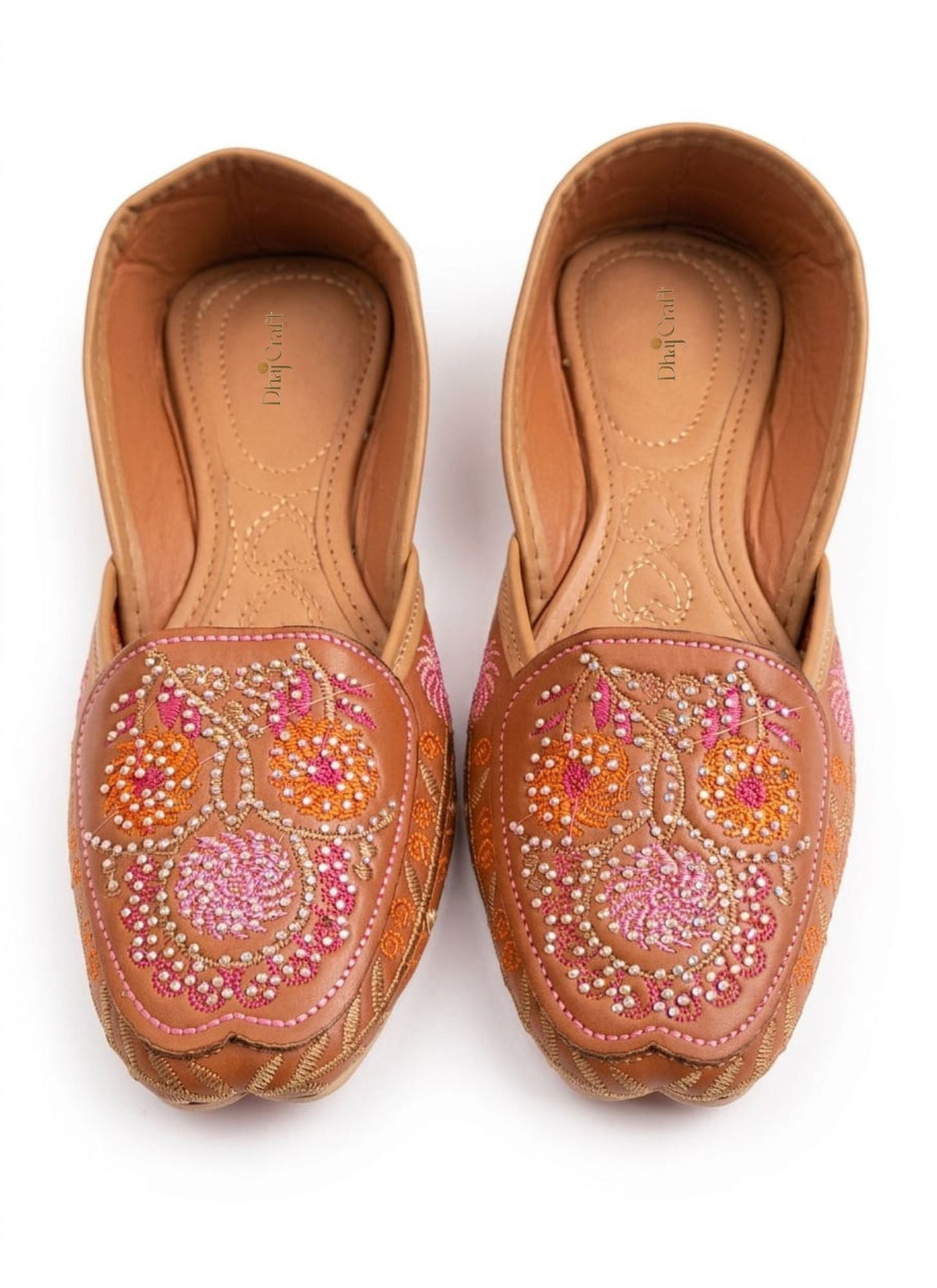 Dhajcraft Brown Embroidered Loafer - Hand wash