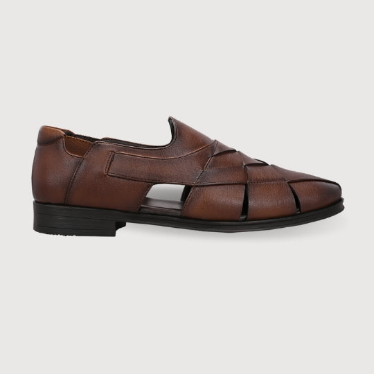 Hirolas Men's Peshawari Shoe Style Vegan Leather Roman Ethnic Sandal