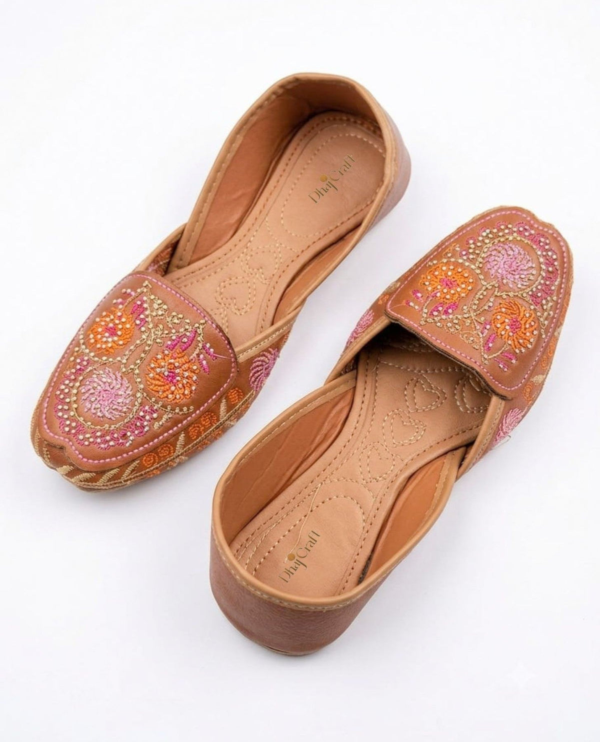 Dhajcraft Brown Embroidered Loafer - Hand wash
