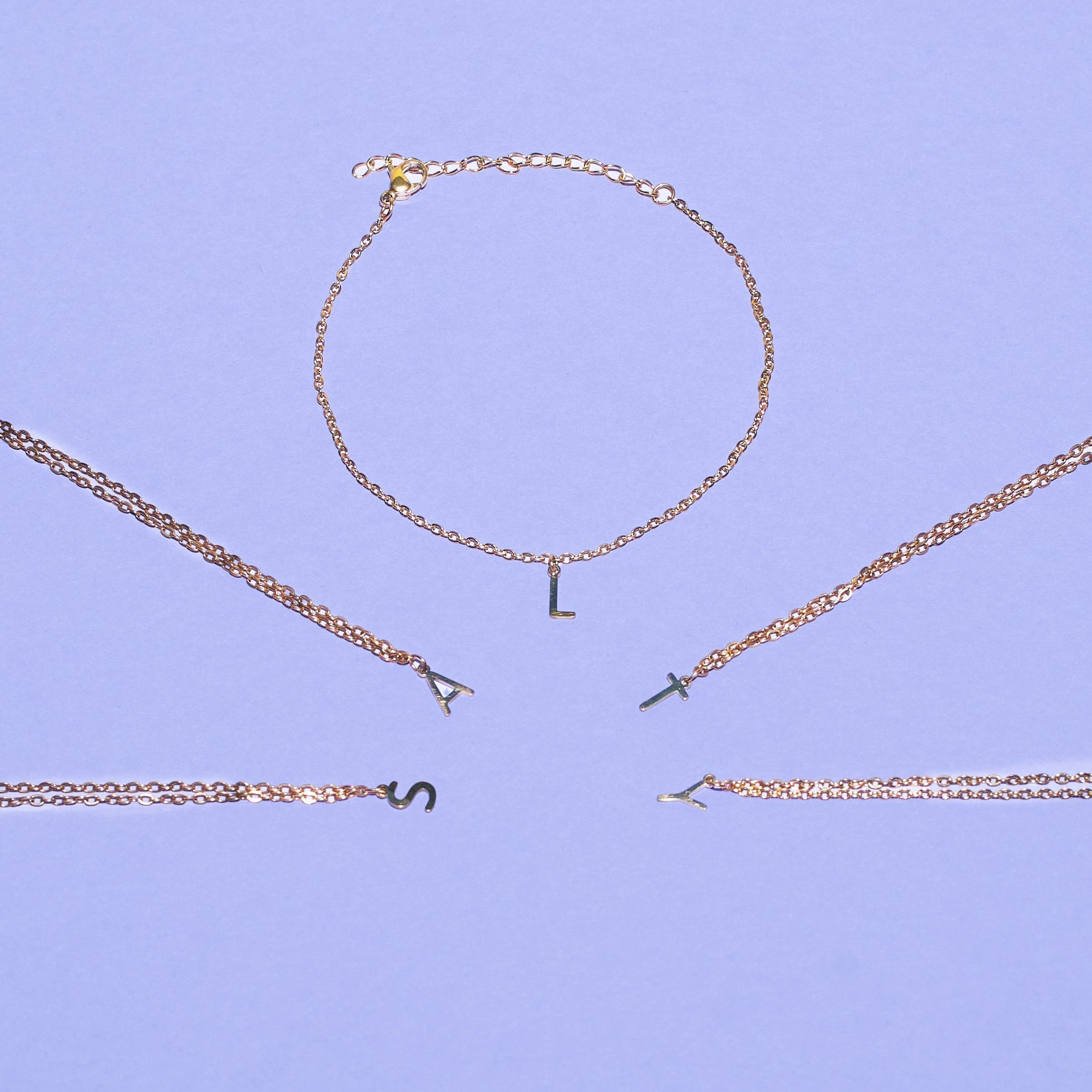Salty 18K Gold Plated Personalized Initial Bracelet