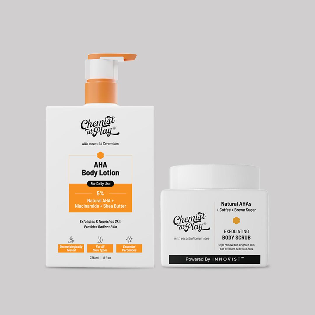 Chemist at Play Exfoliating Body Scrub & AHA Body Lotion