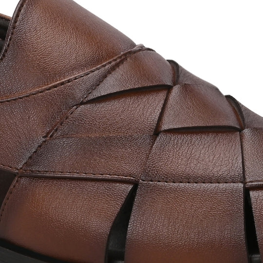 Hirolas Men's Peshawari Shoe Style Vegan Leather Roman Ethnic Sandal