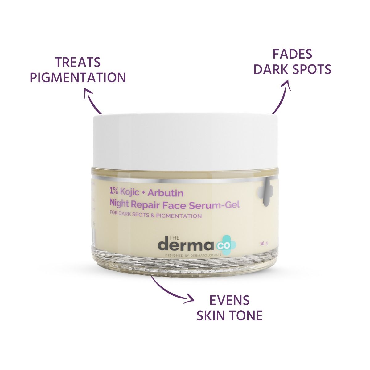 Derma Co 1% Kojic + Arbutin Night Repair Face Serum-Gel - 50g