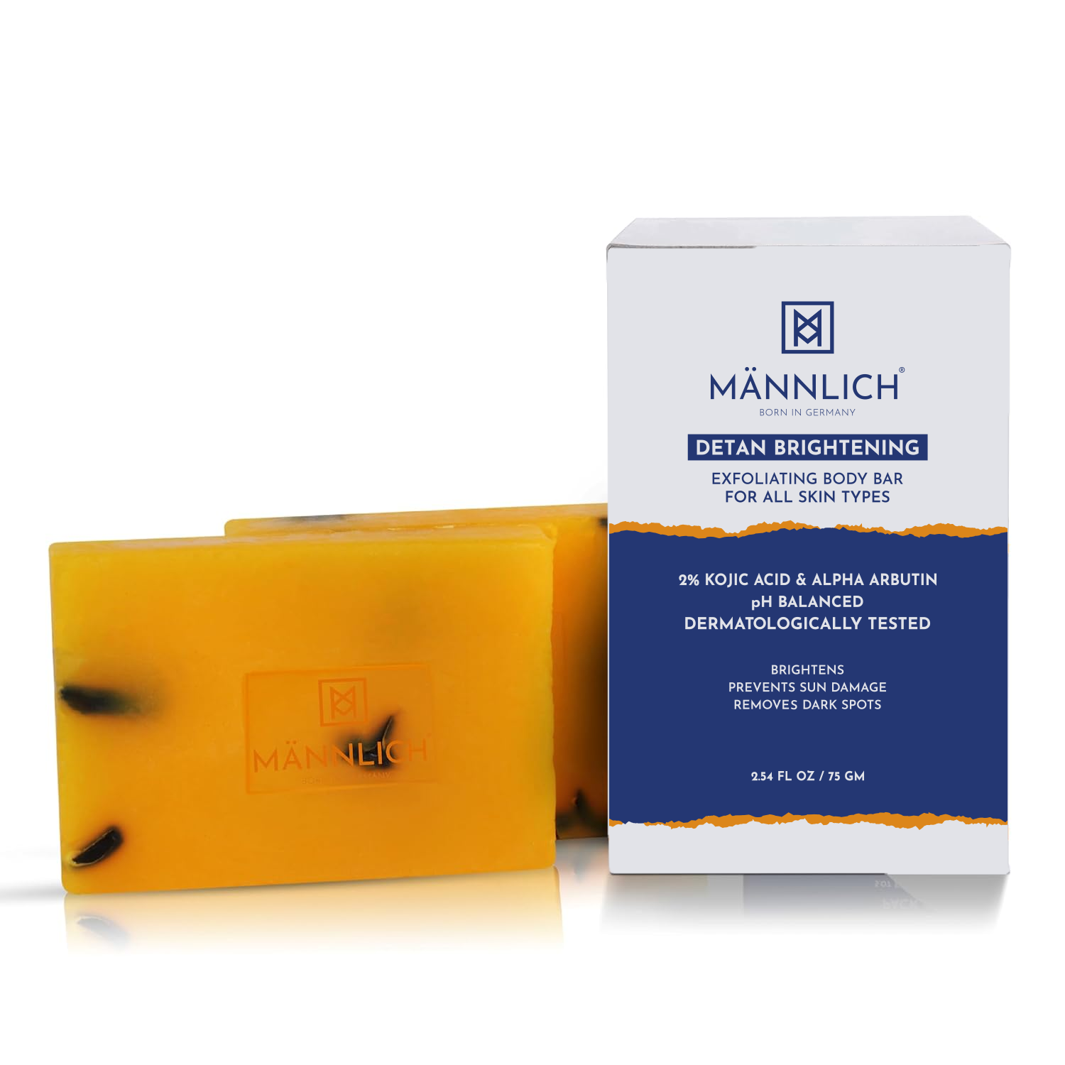 Mannlich 2% Kojic Skin Brightening Soap - 75g (Pack of 2)