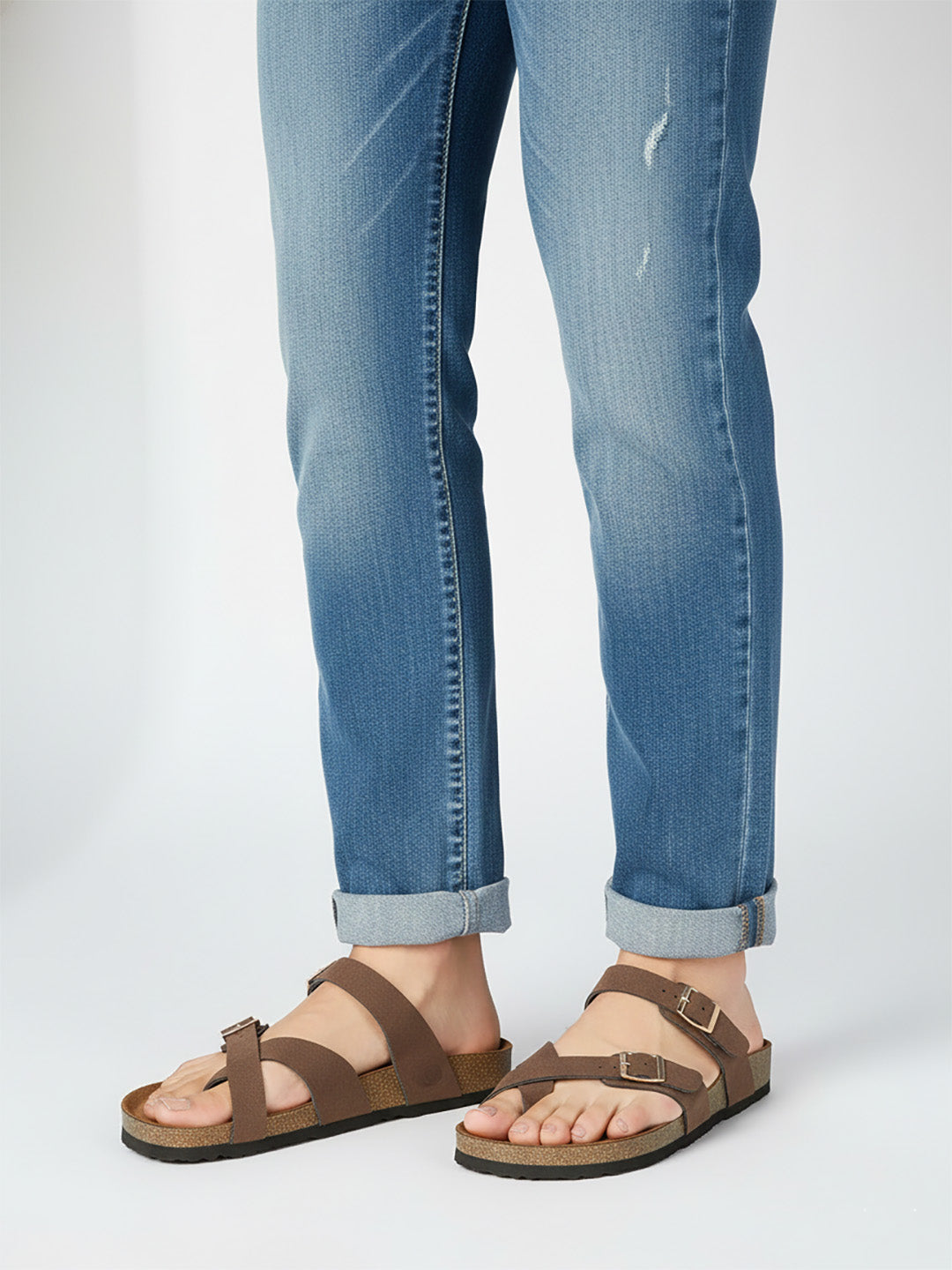 LYDC Brown Suede Sandals for Women -Soho - Brown