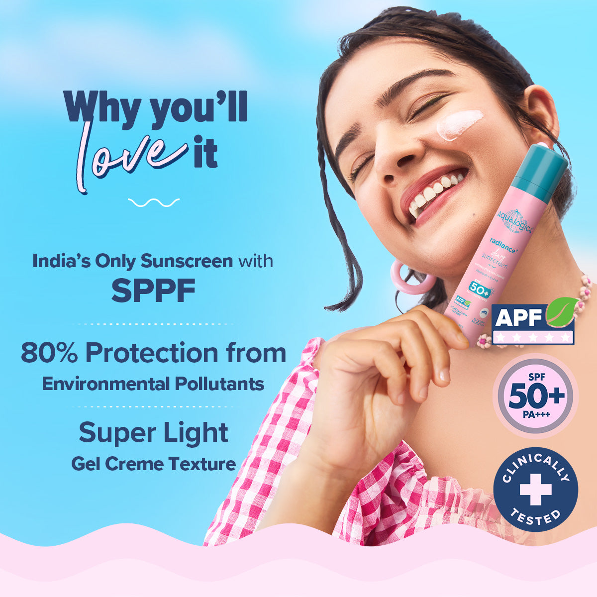 Aqualogica Radiance+ Dewy Sunscreen Spf 50 & Pa++++
