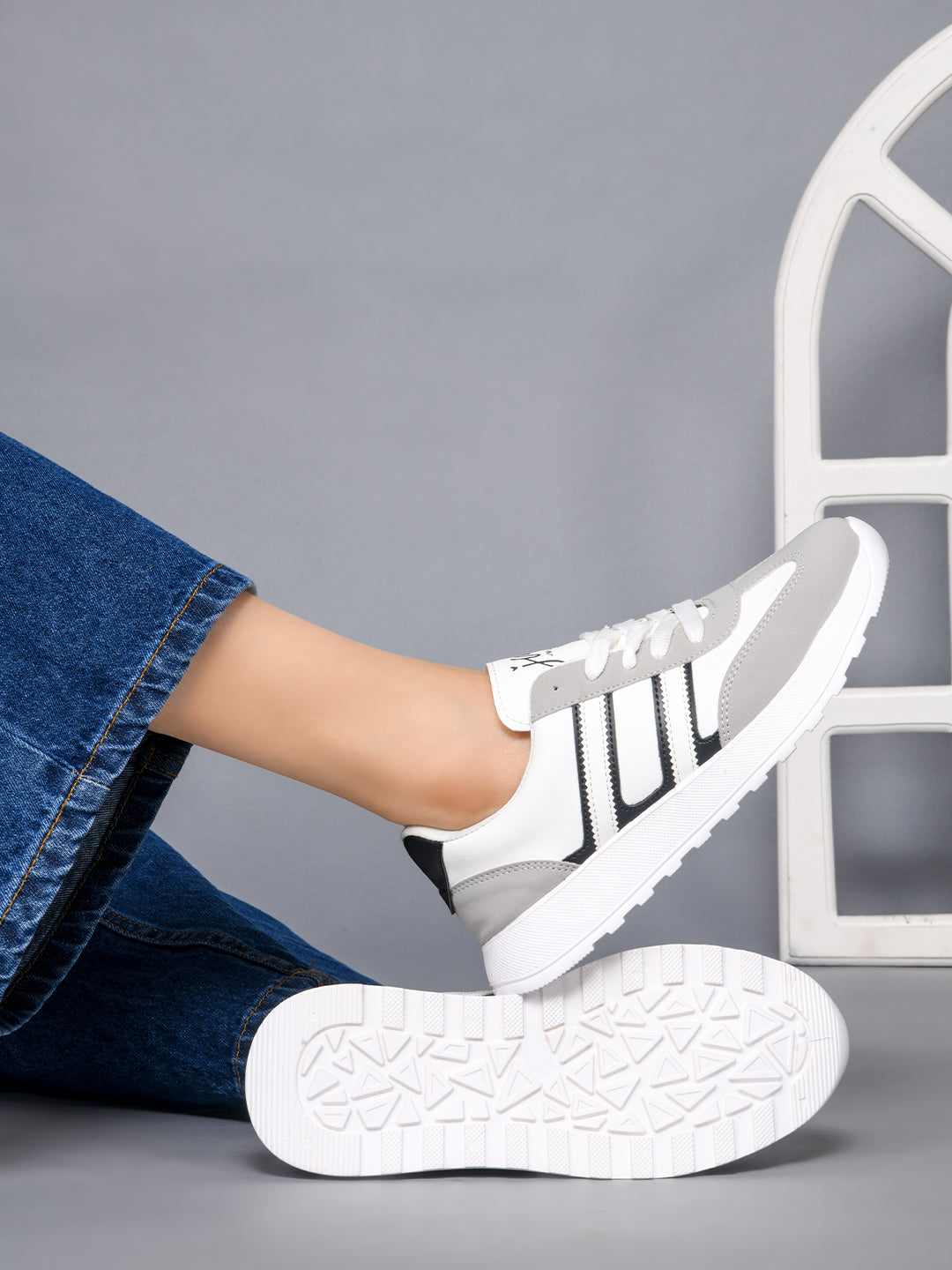 JM Looks The Urban Stripe Classic Breathable Sneaker with Round Toe & Lace-Up Closure