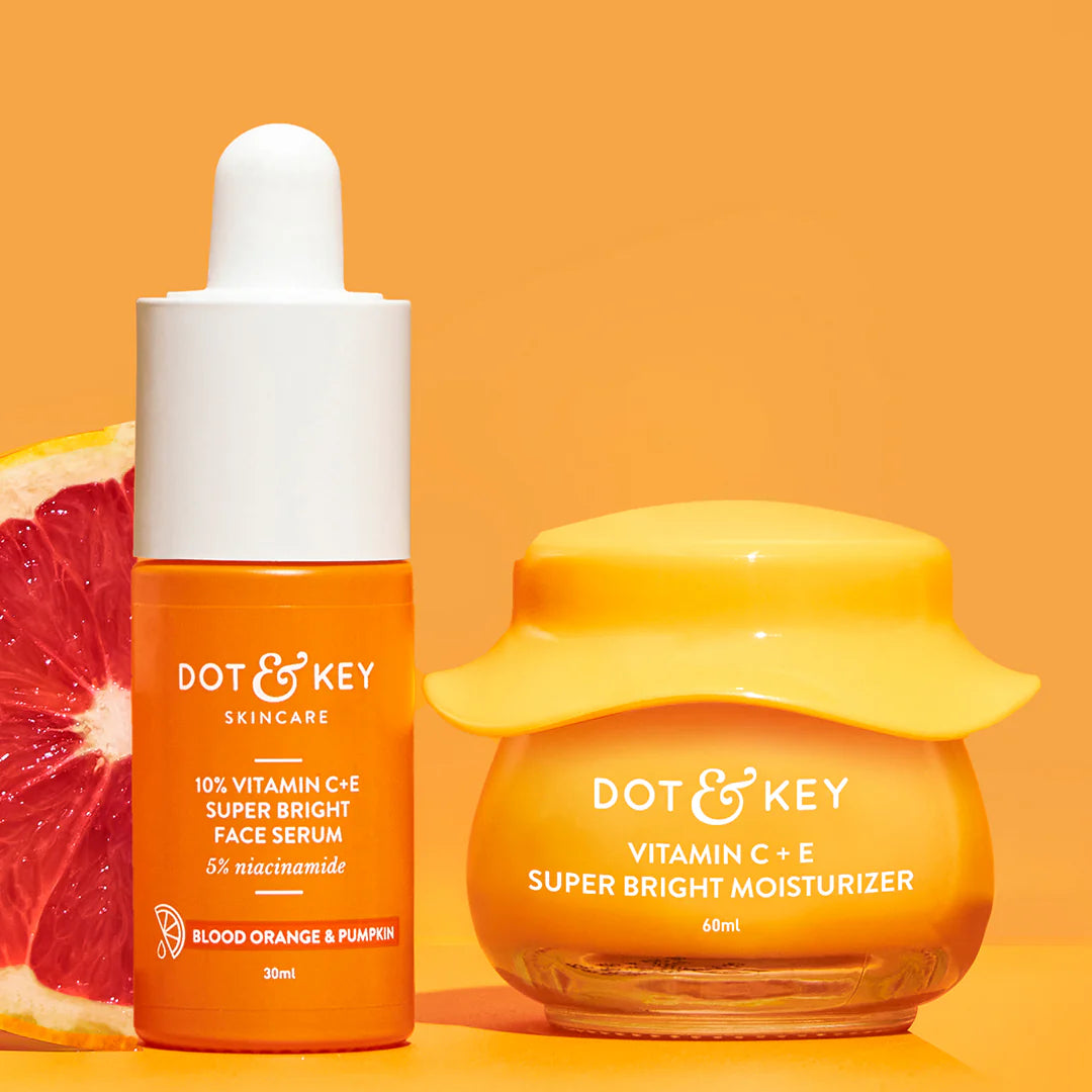 Dot & Key Vitamin C + E Superbright Skin Care Serum & Moisturizer Combo | Vitamin C Moisturizer 60ml & Vitamin C Face Serum 30ml | For Glowing Skin | For Women & Men