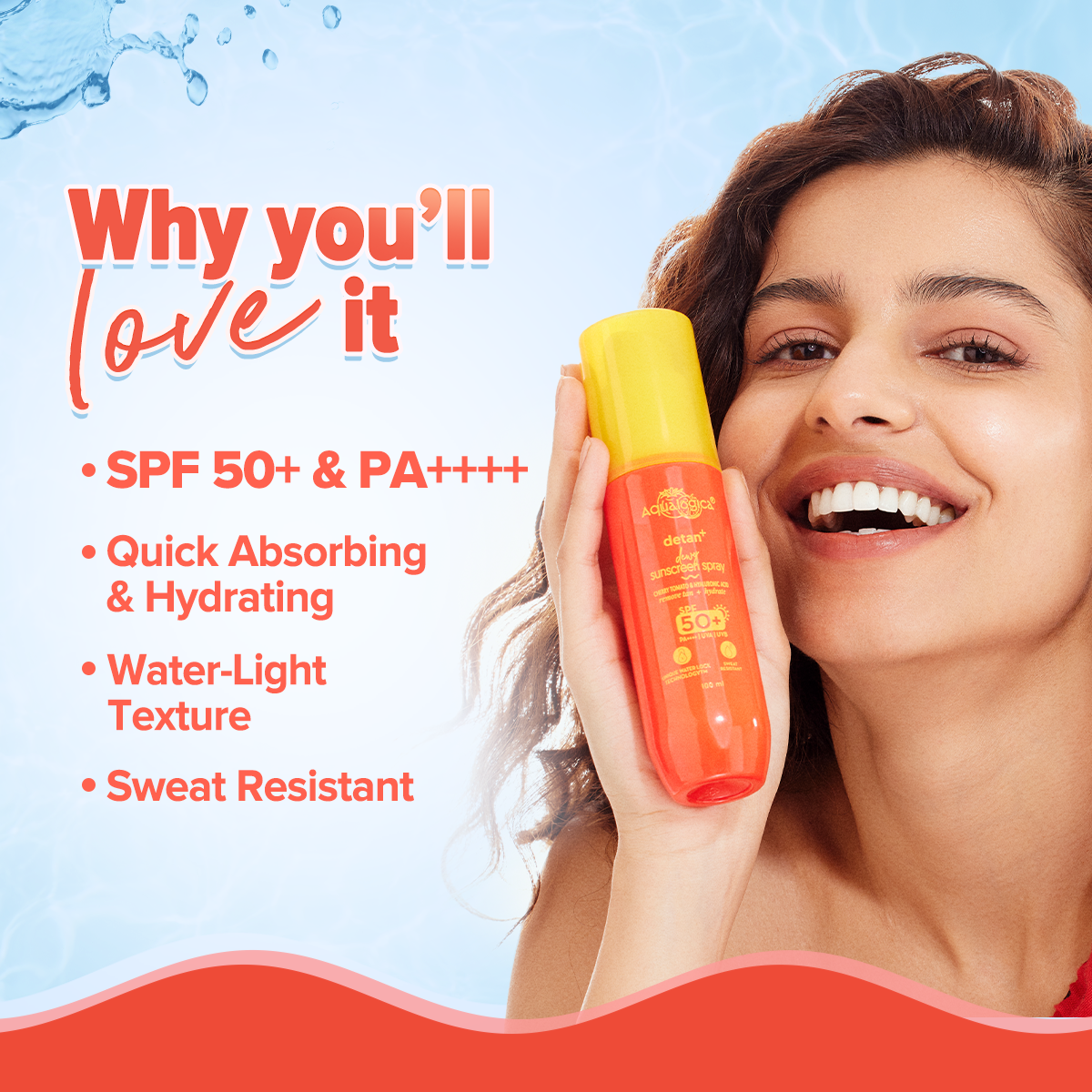 Aqualogica Detan+ Dewy Sunscreen Spray - 100ml