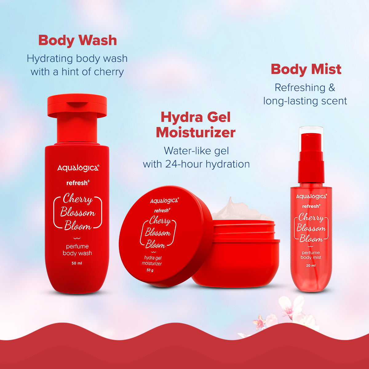 Aqualogica Refresh+ Body Care Set - Cherry Blossom Bloom