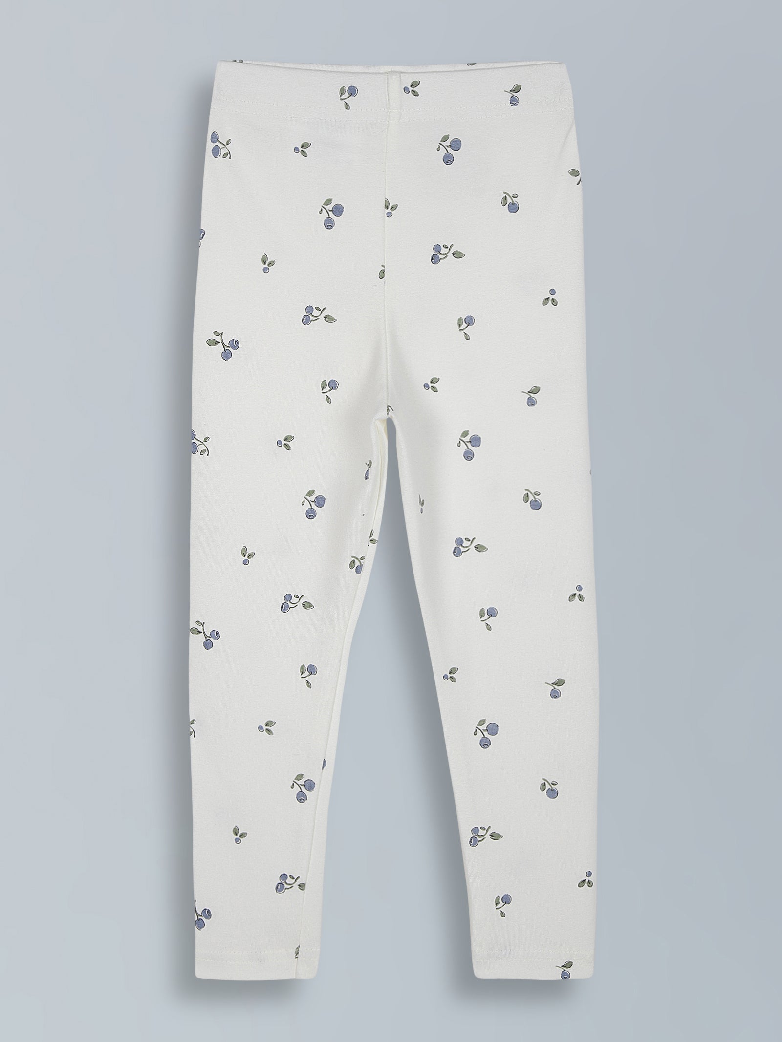 Urbanrac White Blueberry Print Leggings for Little Girls