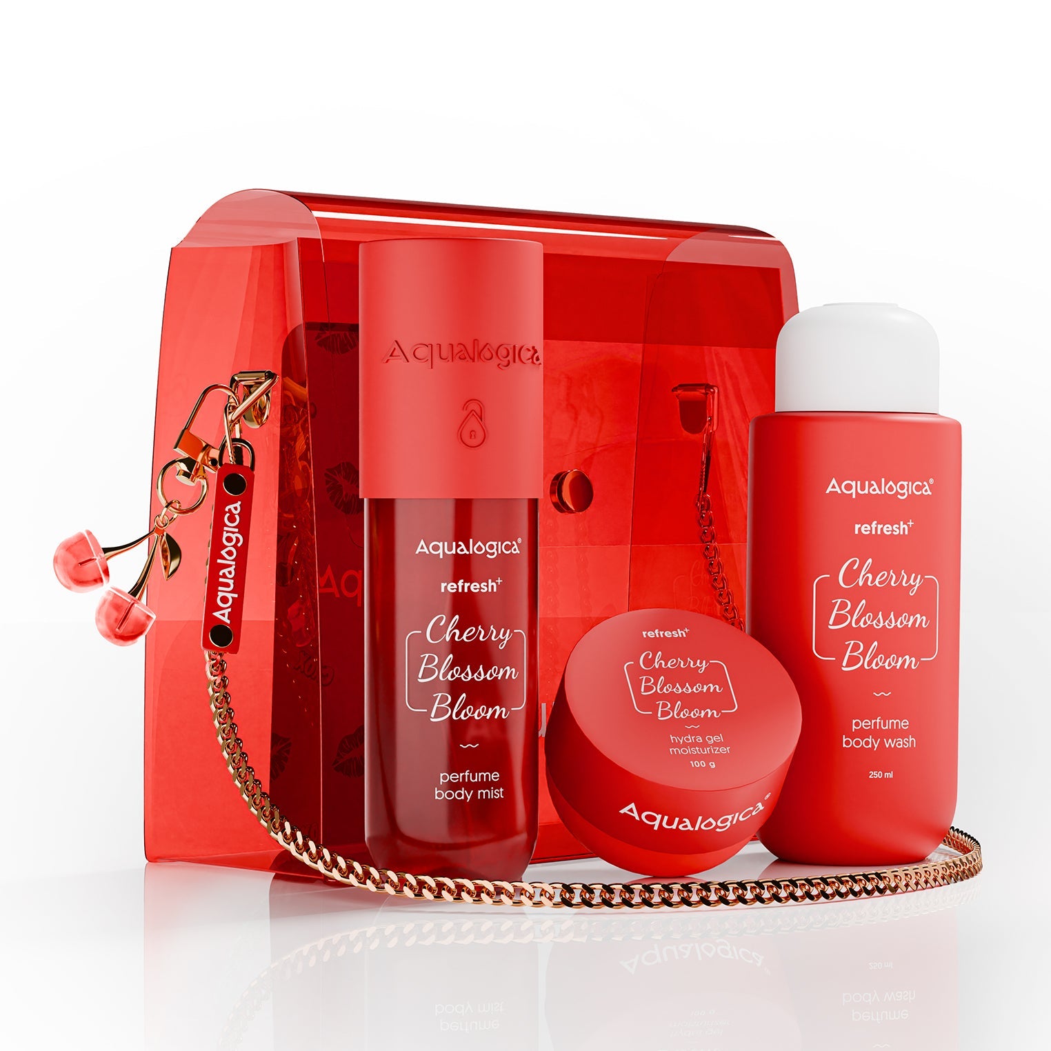 Aqualogica Refresh+ Cherry Blossom Bloom - Hot Girl Essentials Gift Set With Sling Bag & Charms