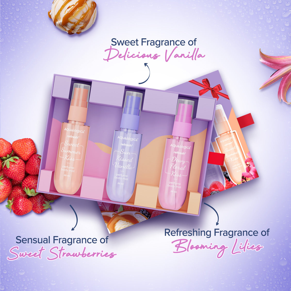 Aqualogica Refresh+ On The Go - Set Of 3 (20ml) Perfume Body Mist