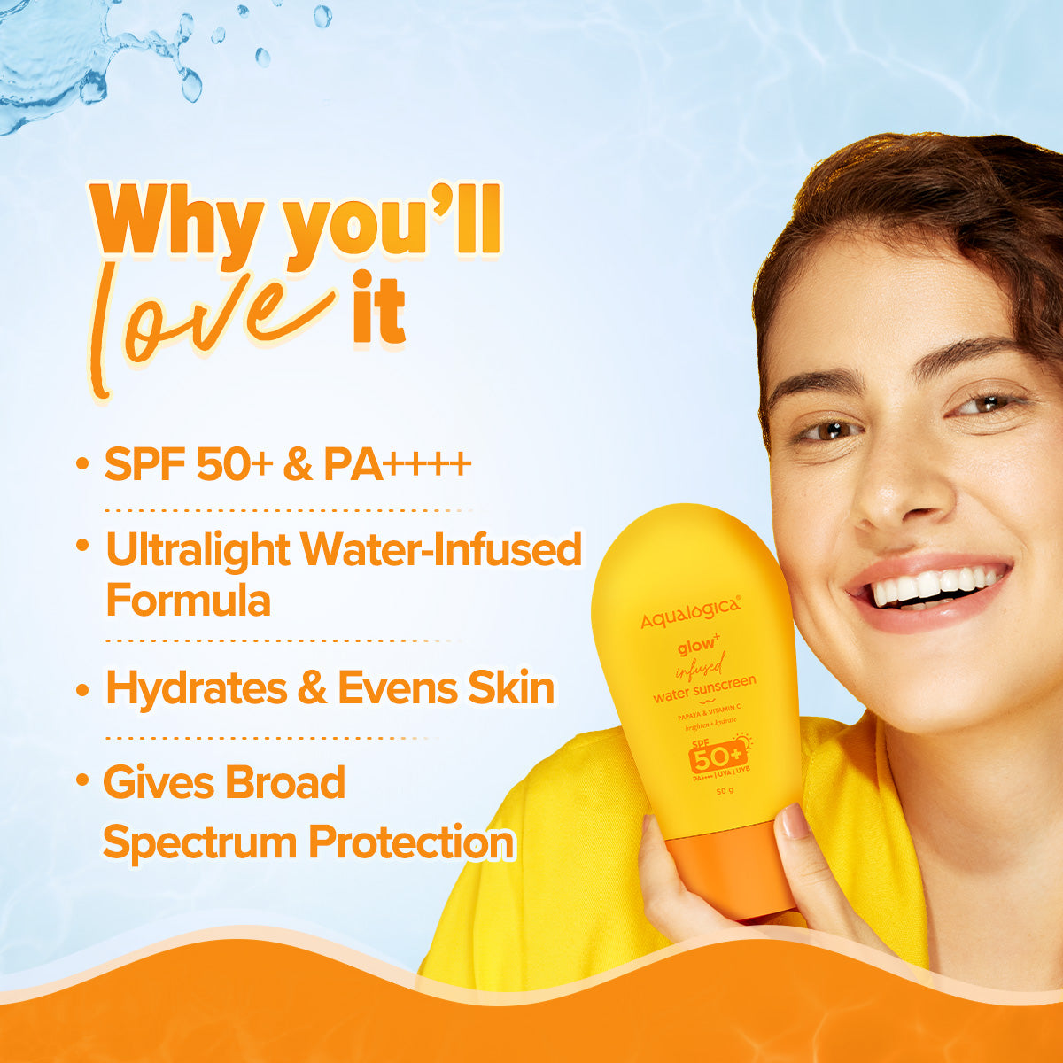 Aqualogica Glow+ Infused Water Sunscreen