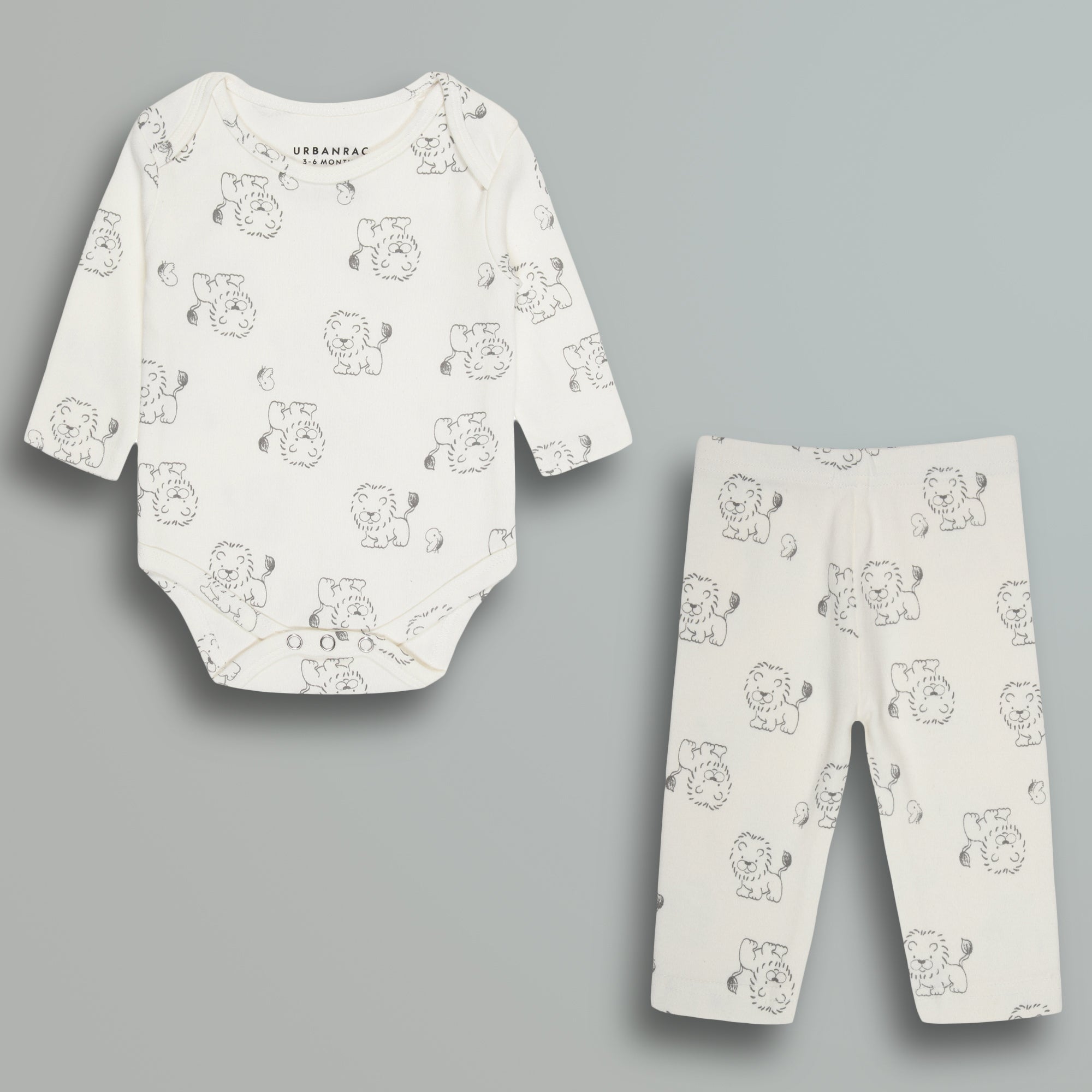 Urbanrac Cotton Onesies and Pant Set for Babies - Sleepwear - Lion Print