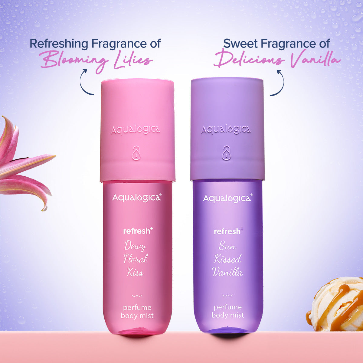Aqualogica Refresh+ Vanilla & Floral Body Mist Duo - 150ml