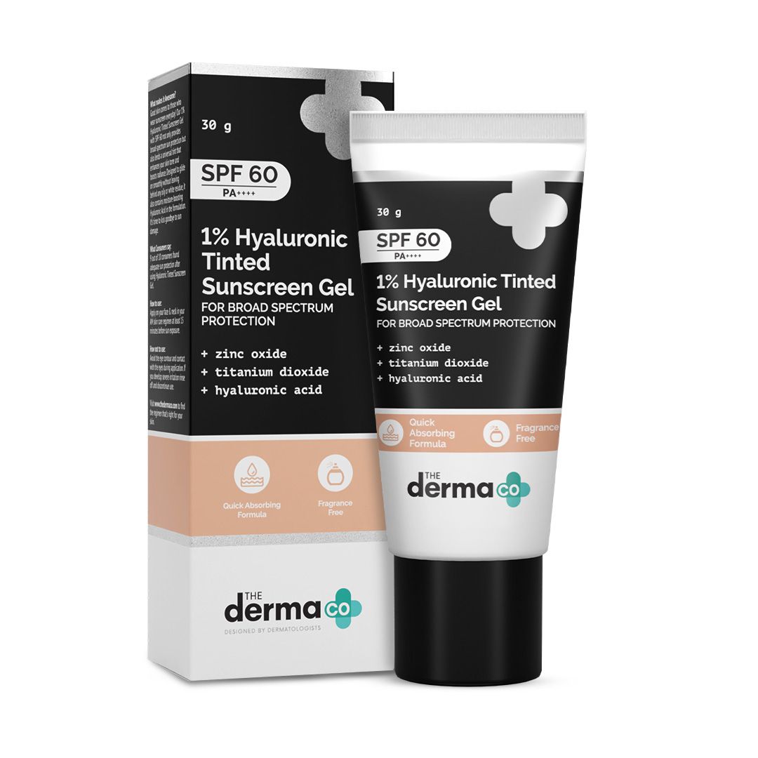 Derma Co 1% Hyaluronic Tinted Sunscreen Gel with SPF 60 & PA++++