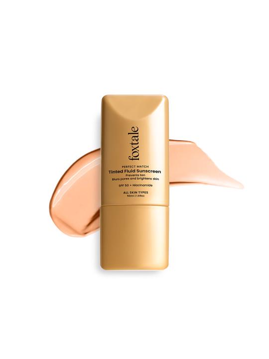 Foxtale SPF 50 Tinted Fluid Sunscreen with Niacinamide - Caramel
