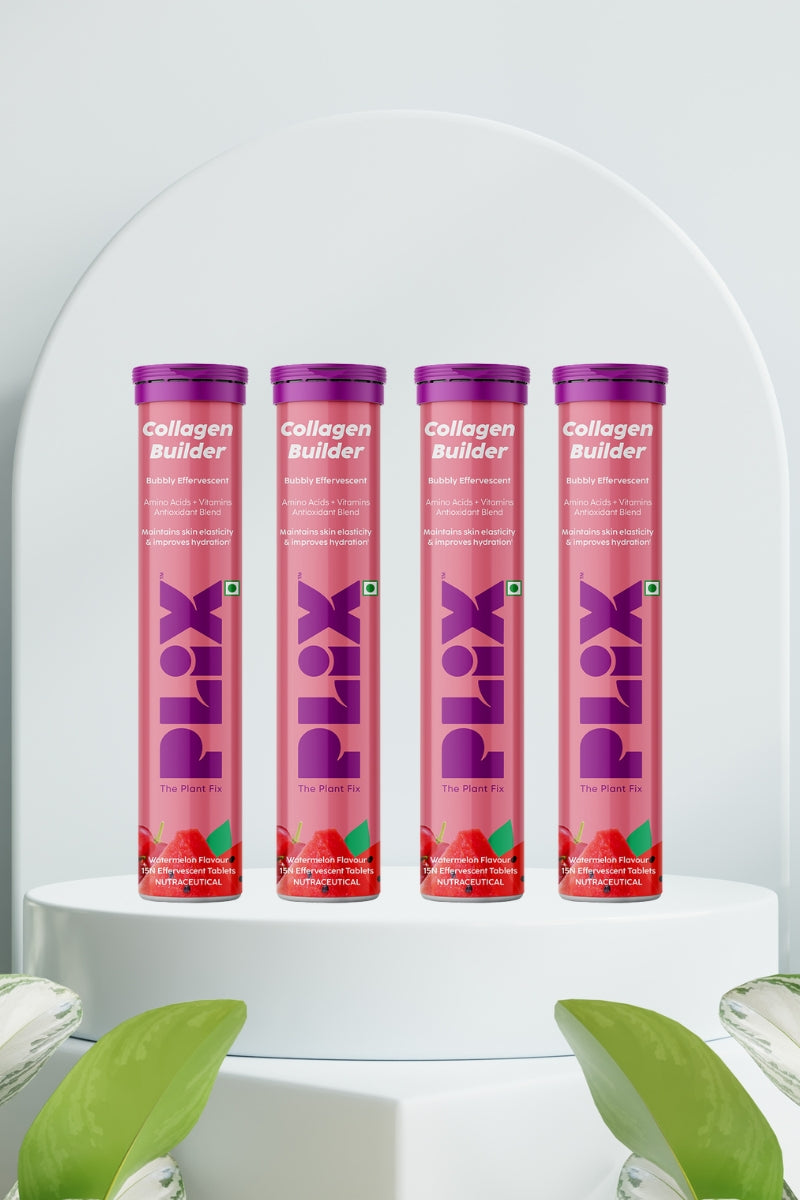 Plix Collagen Builder Bubbly Tablets - 15 (Watermelon, Pack of 4)