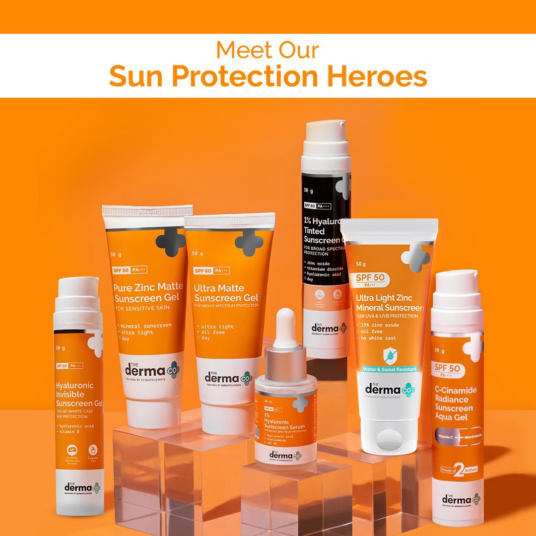 Derma Co Ultra Light Zinc Mineral Sunscreen with SPF 50 For Broad Spectrum, UVA, UVB & Blue Light Protection - 50g