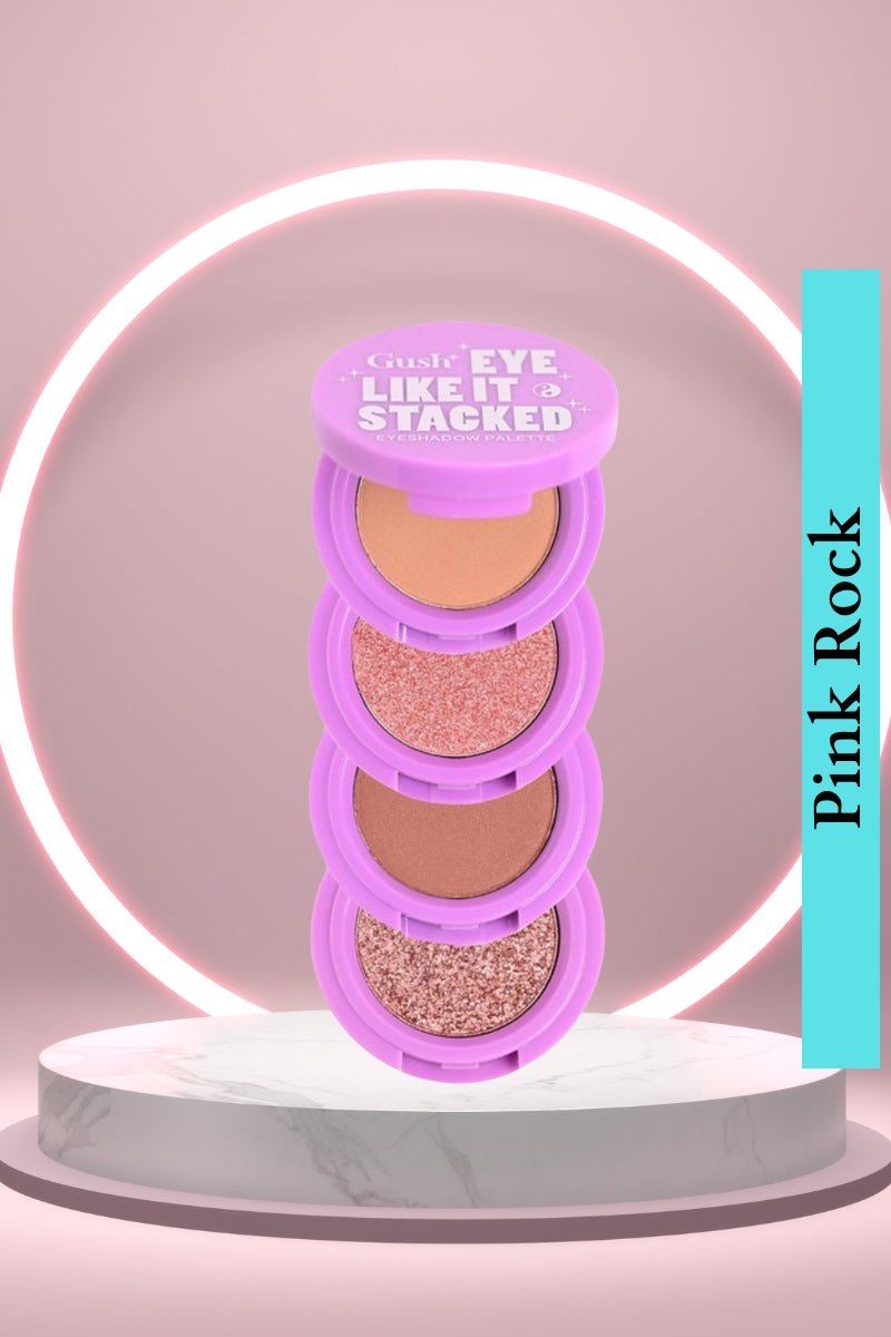 Gush Beauty Eye Like It Stacked, easy to blend 4 in 1 eyeshadow palette - Pink Rock - 3.6g