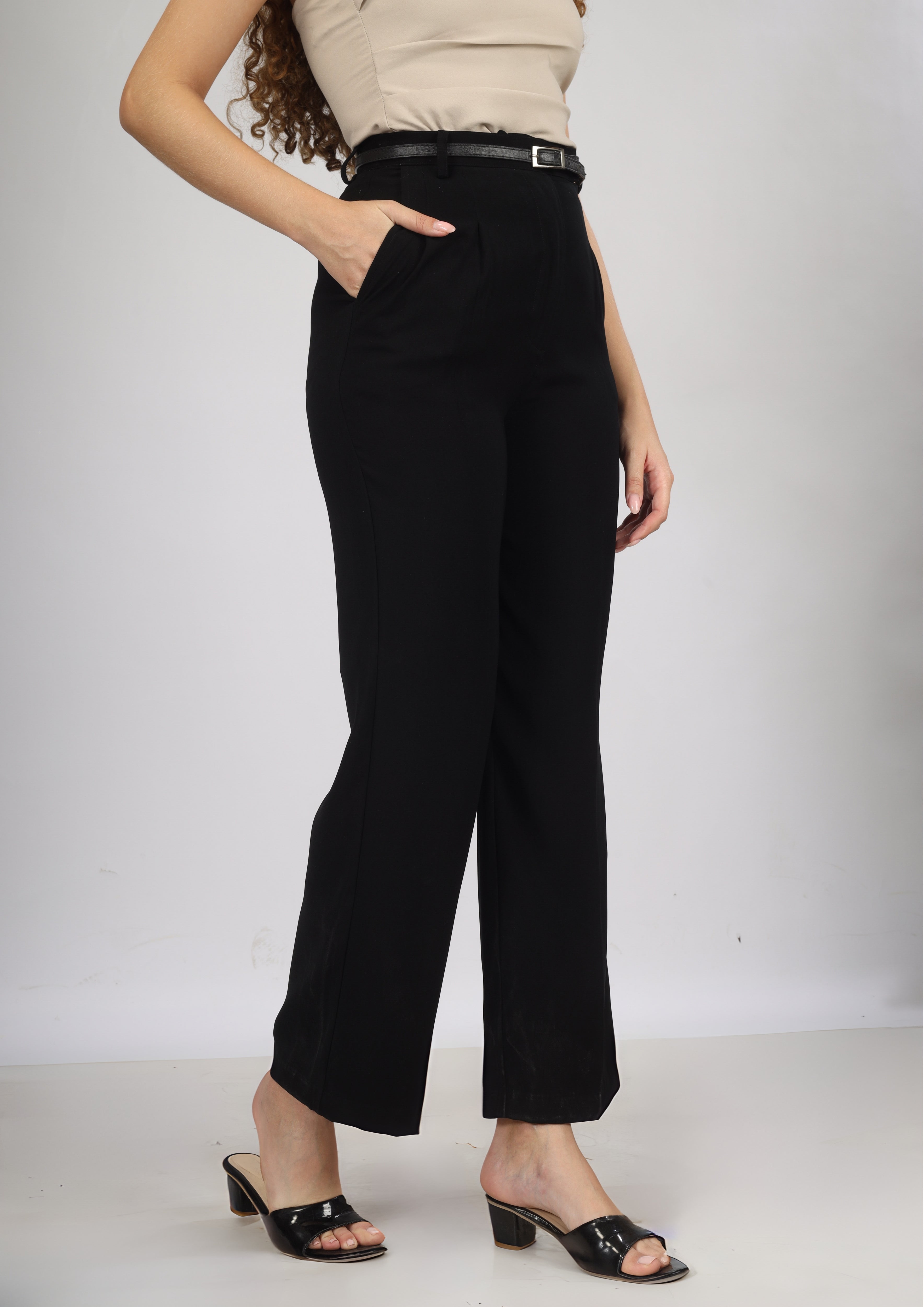 Studio OJS Premium Signature Wide Leg Trousers - Off White