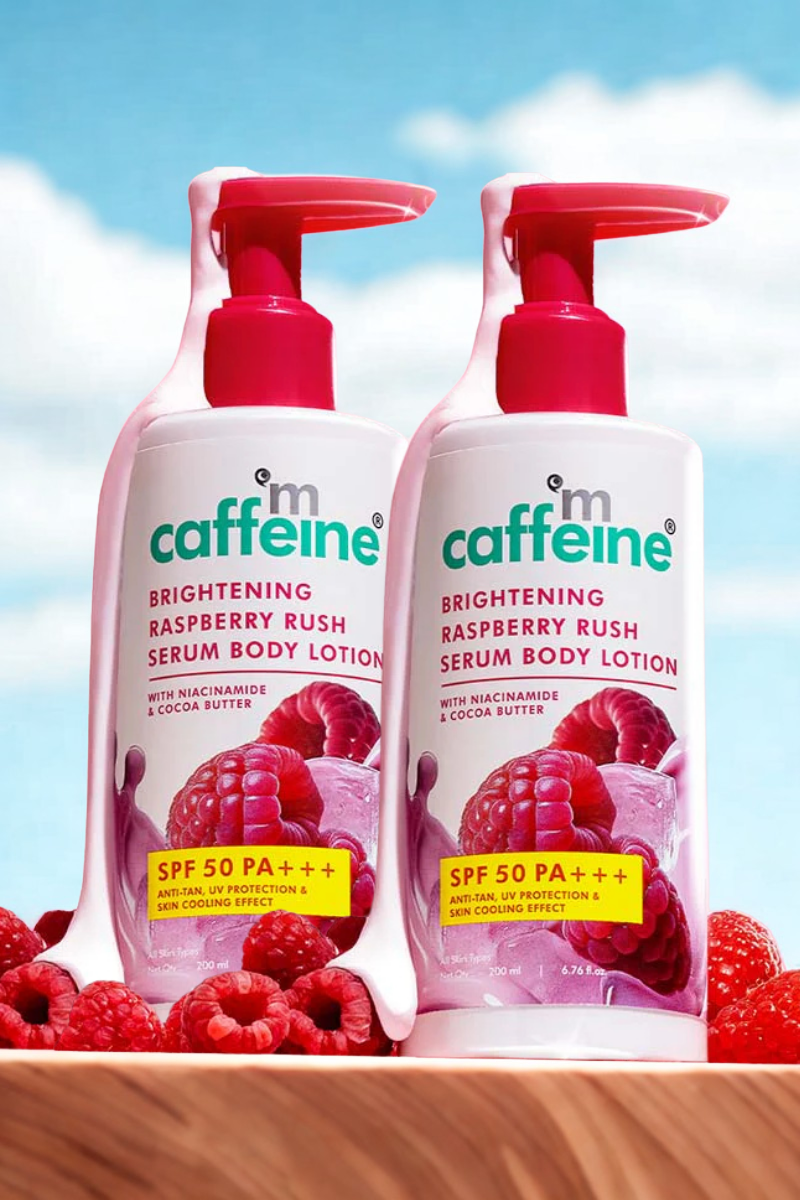 mCaffeine Brightening Raspberry SPF 50 PA+++ Lotion - 200 ml - Pack of 2