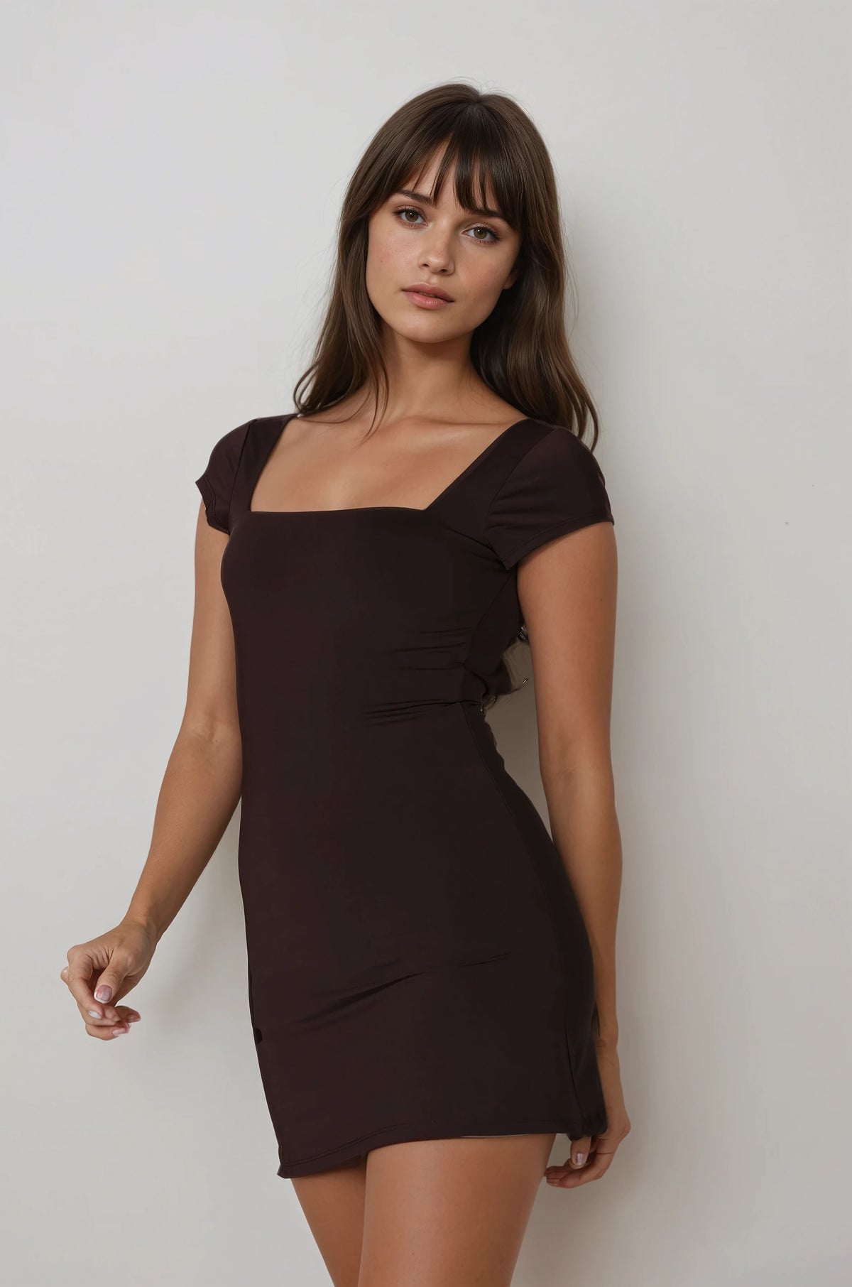 Mywishbag Open Back A-Line Mini Dress - Nylon