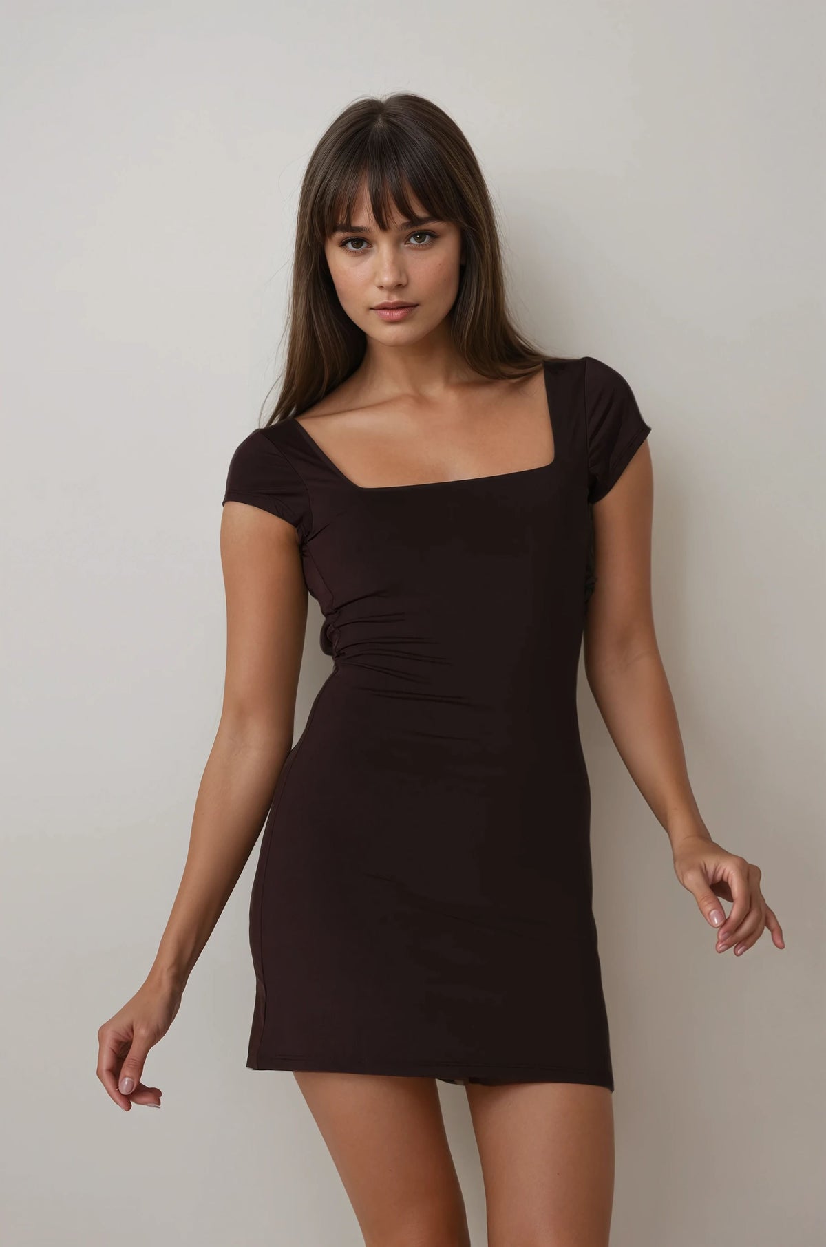 Mywishbag Open Back A-Line Mini Dress - Nylon