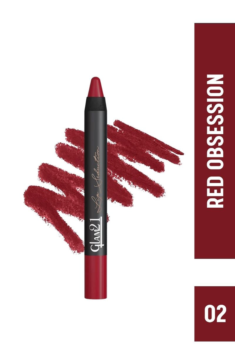 Glam21 Lip Seduction Non- Transfer Crayon Lipstick - Red Obsession