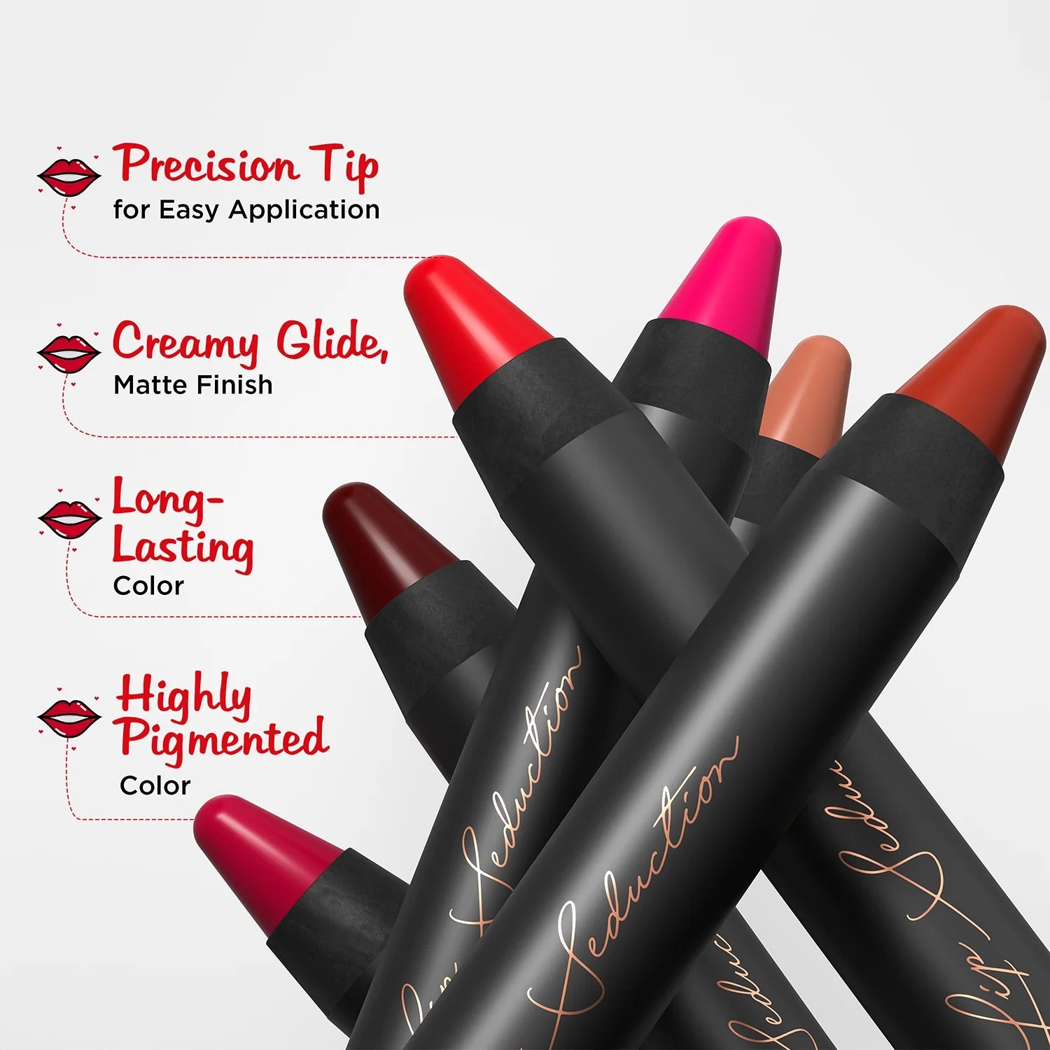 Glam21 Lip Seduction Non- Transfer Crayon Lipstick - Red Obsession
