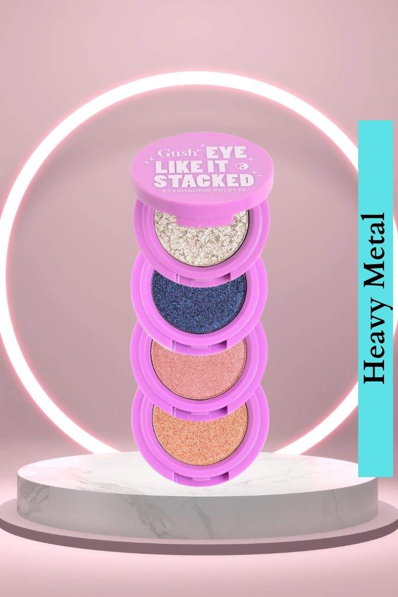 Gush Beauty Eye Like It Stacked, easy to blend 4 in 1 eyeshadow palette - Heavy Metal - 3.6g