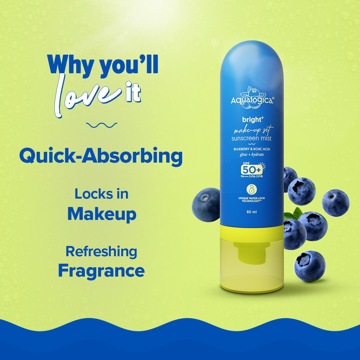 Aqualogica Bright+ Makeup-Set Sunscreen Mist Spf 50+ Pa++++ - 80ml