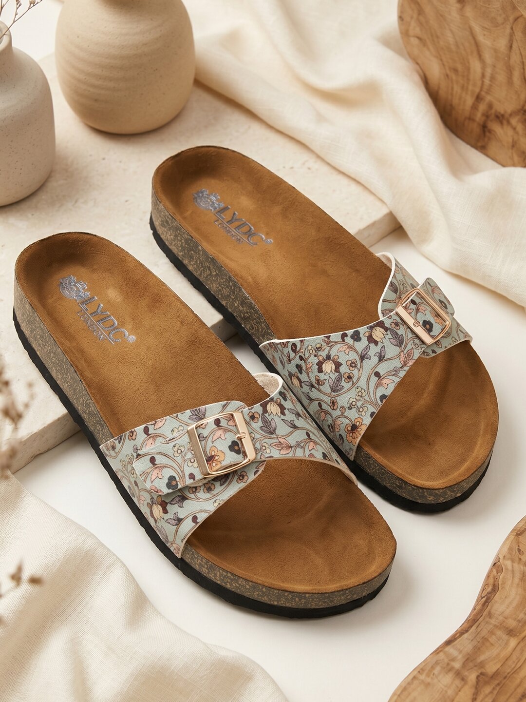 LYDC London - Women's Madhubani Print Fashion Sandals - Camden - Green