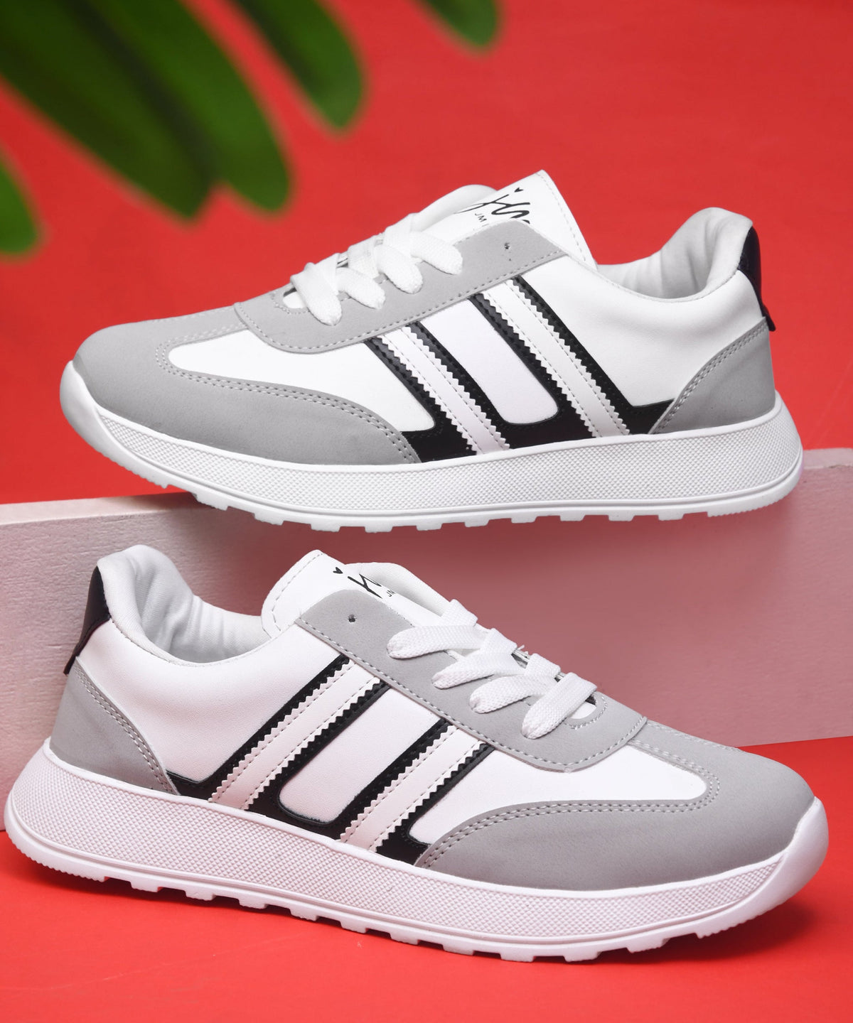 JM Looks The Urban Stripe Classic Breathable Sneaker with Round Toe & Lace-Up Closure