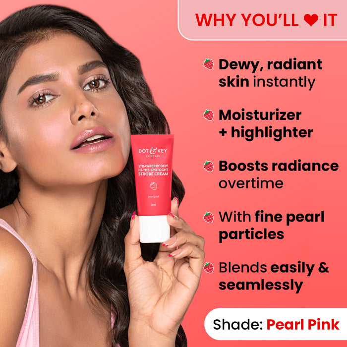 Dot & Key Strobe Cream (Moisturizer + Highlighter) - Strawberry - Pearl Pink