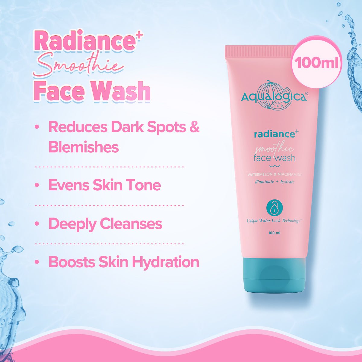 Aqualogica Radiance+ Cleanse & Hydrate Combo (Radiance+ Smoothie Face Wash 100ml + Radiance+ Oil-Free Moisturizer)