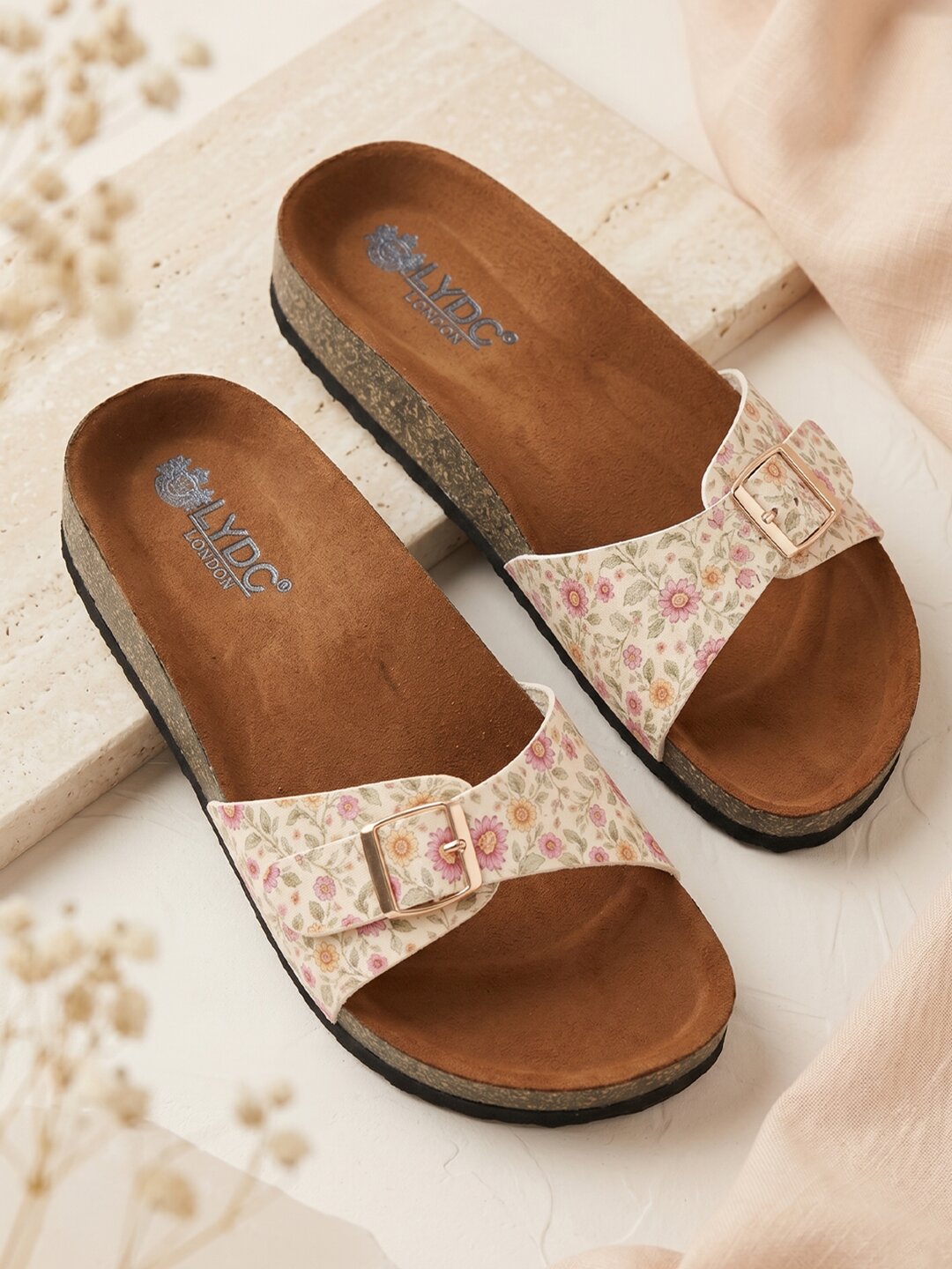 LYDC London - Women's Sanganeri Print Fashion Sandals - Camden - Beige