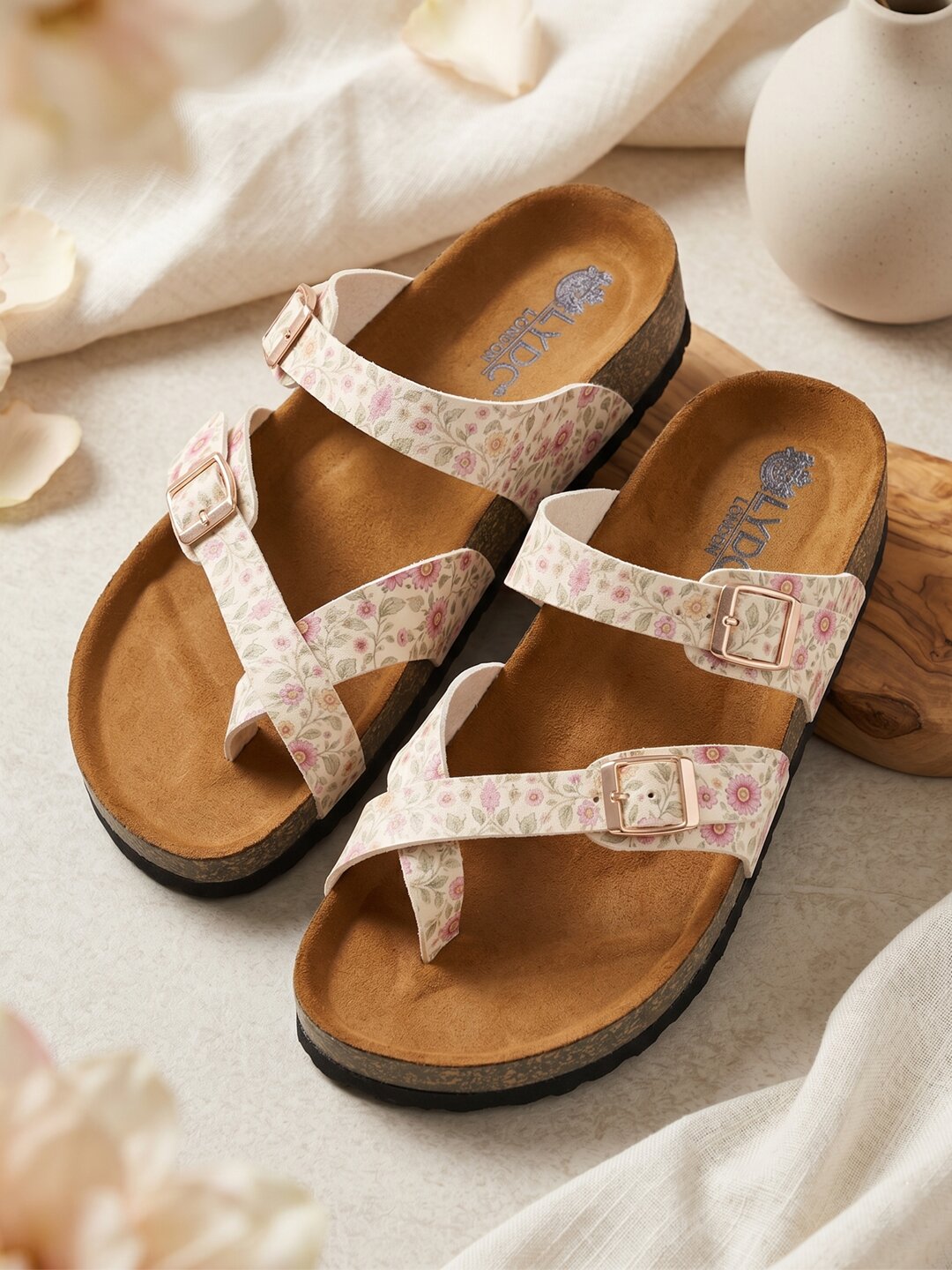 LYDC London - Women's Sanganeri Print Fashion Sandals - Soho - Beige