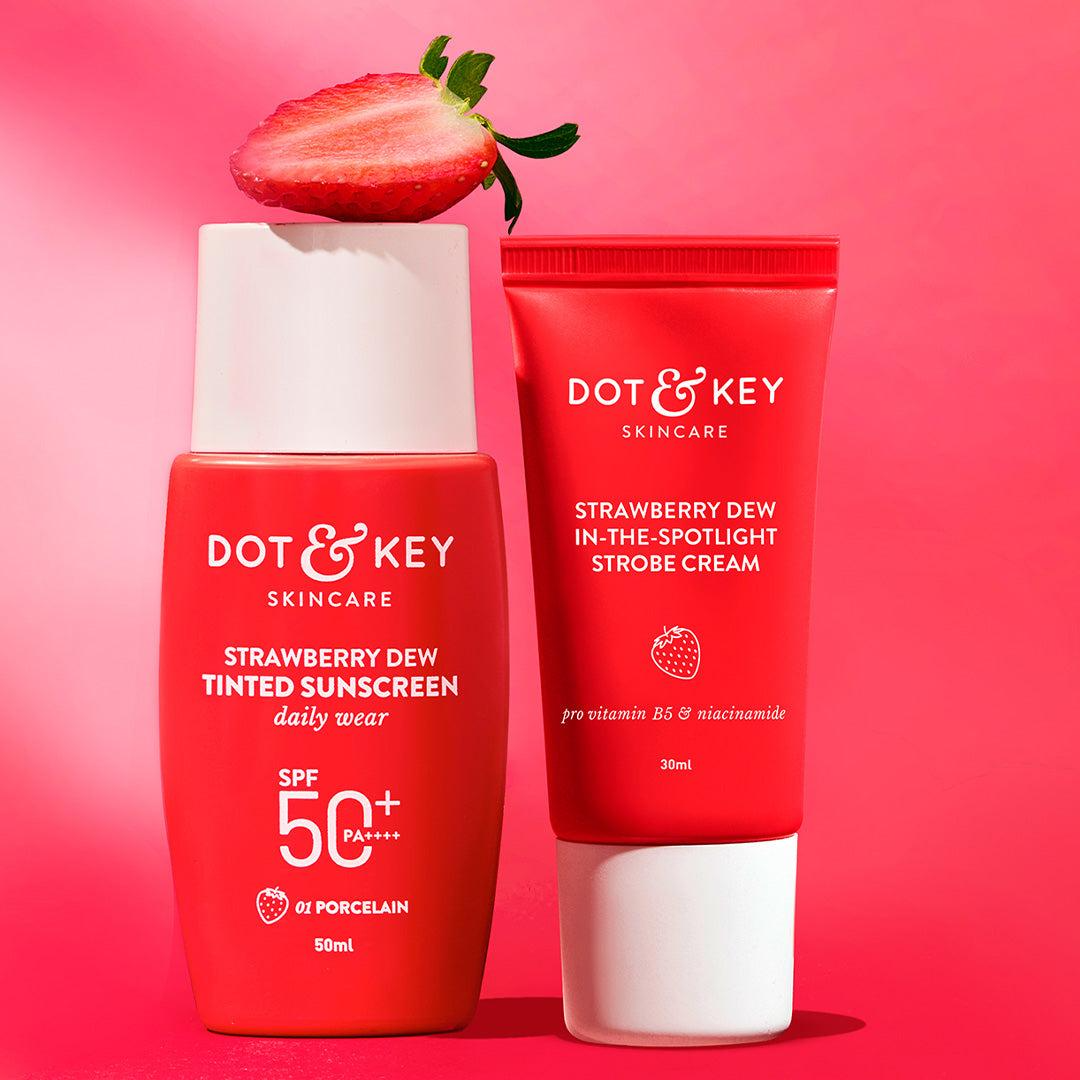 Dot & Key Tinted Sunscreen Porcelain 01 + Strawberry Strobe Cream