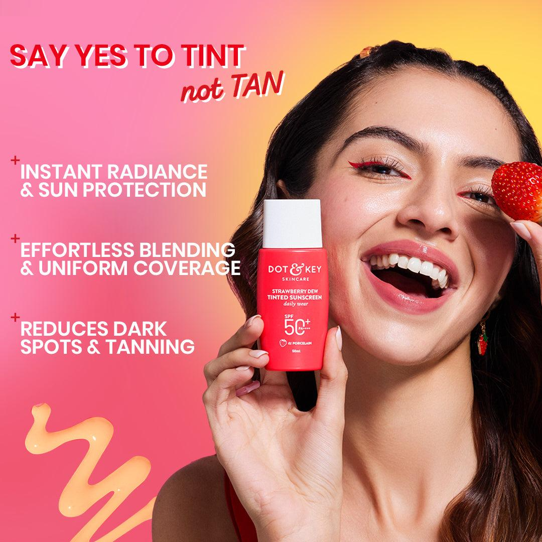 Dot & Key Tinted Sunscreen Porcelain 01 + Strawberry Strobe Cream