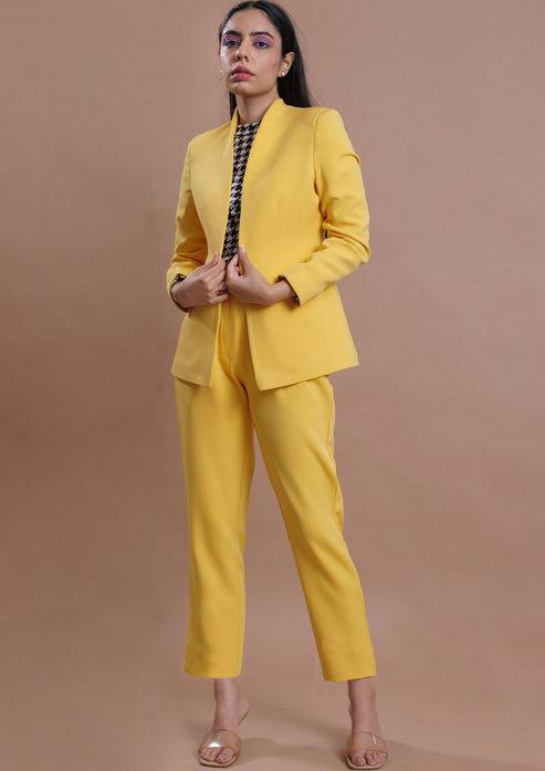 Studio OJS Yellow Stand Collar Blazer Co-Ord