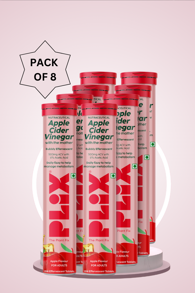 Plix Apple Cider Vinegar Effervescent Tablets (Apple, Pack of 8)