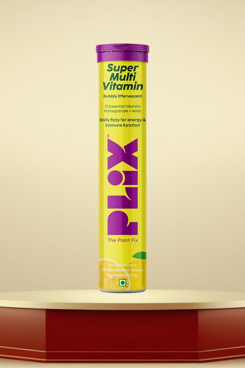 Plix Multivitamin 15 Effervescent Tablets (Lemon, Pack of 1)