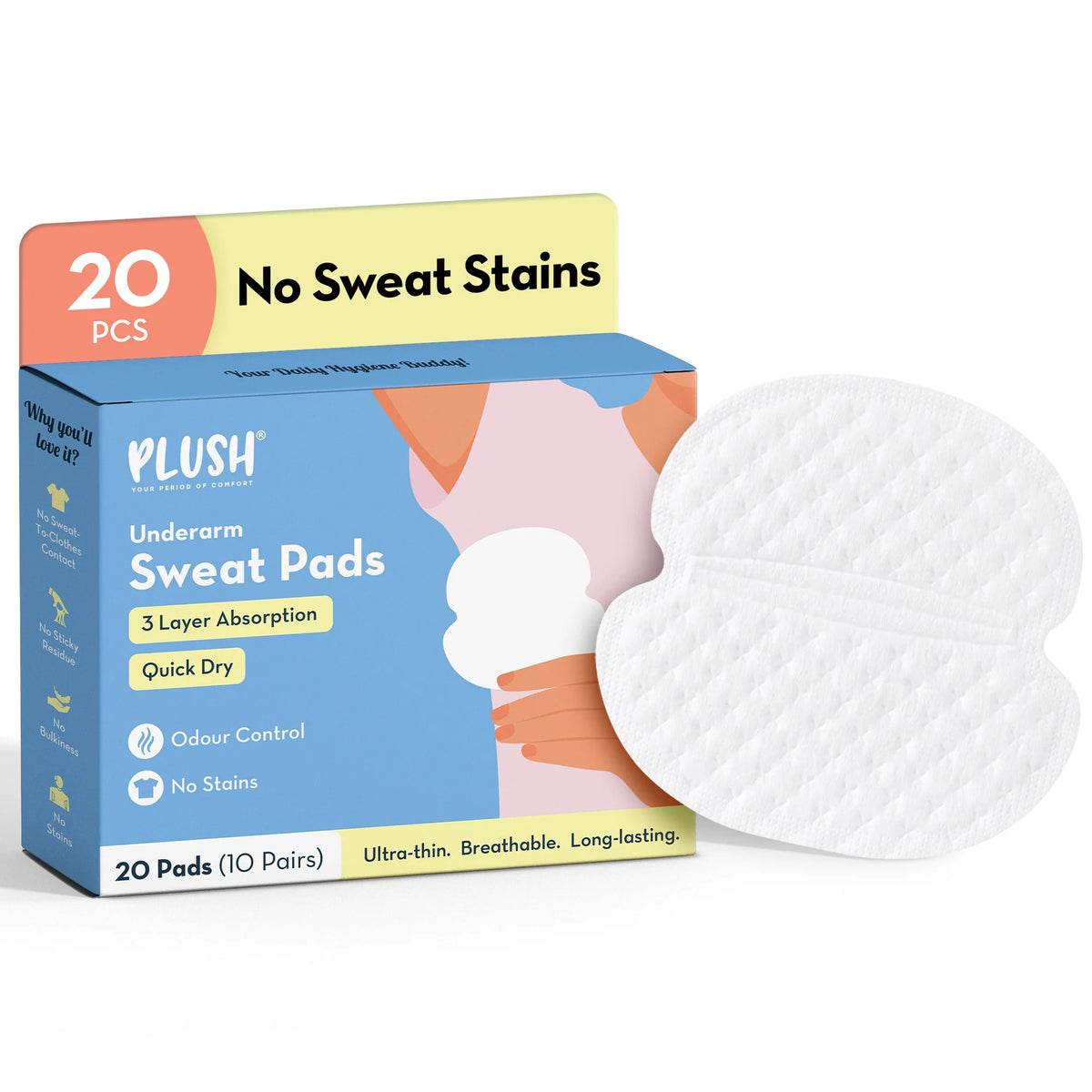 Plush Disposable Underarm Sweat Pads for Men & Women | Pack of 20