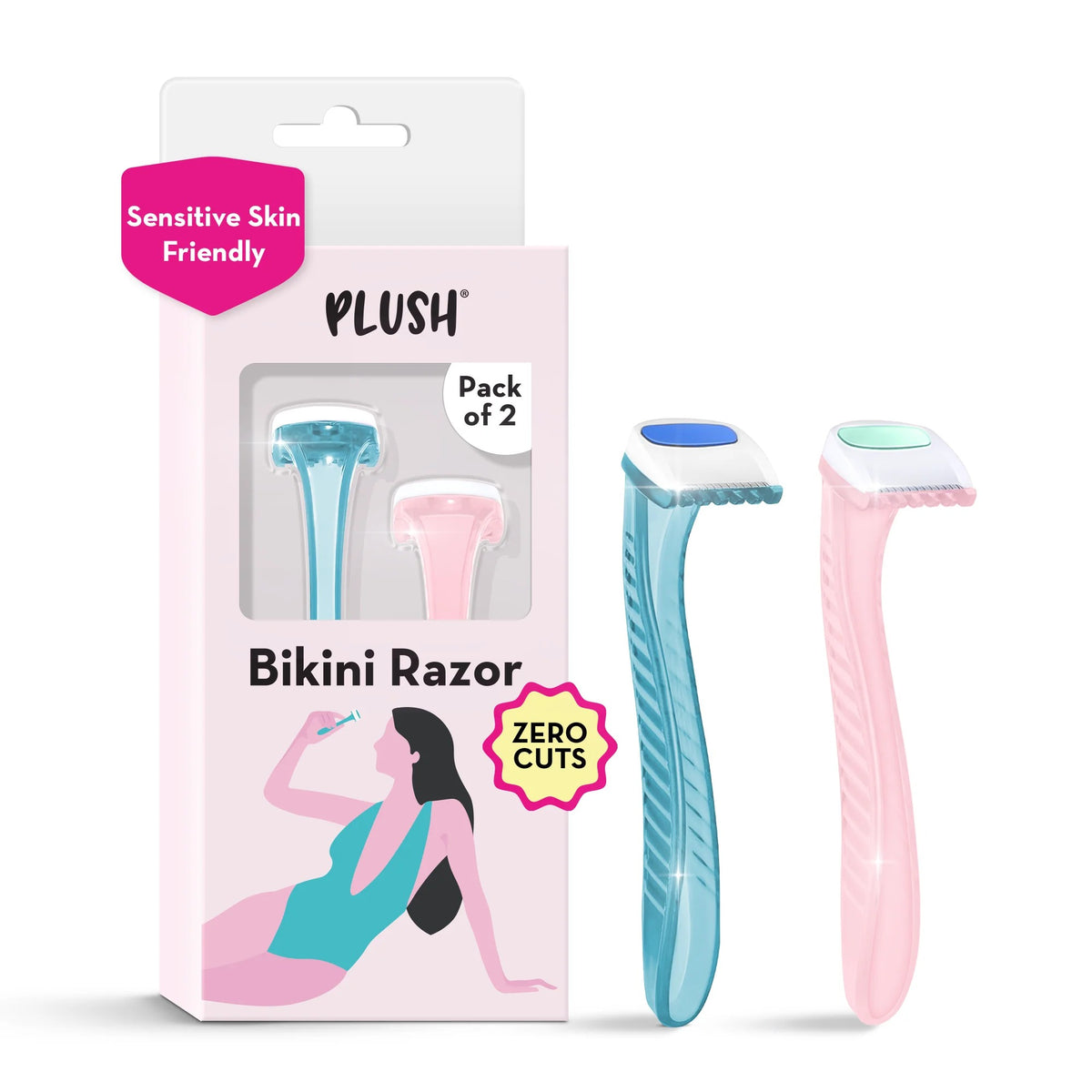 Plush Reusable Bikini Razor for Women (2 Pcs)