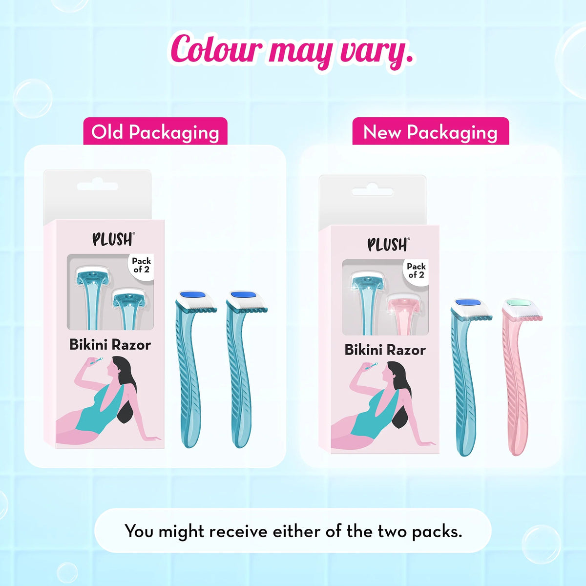 Plush Reusable Bikini Razor for Women (2 Pcs)