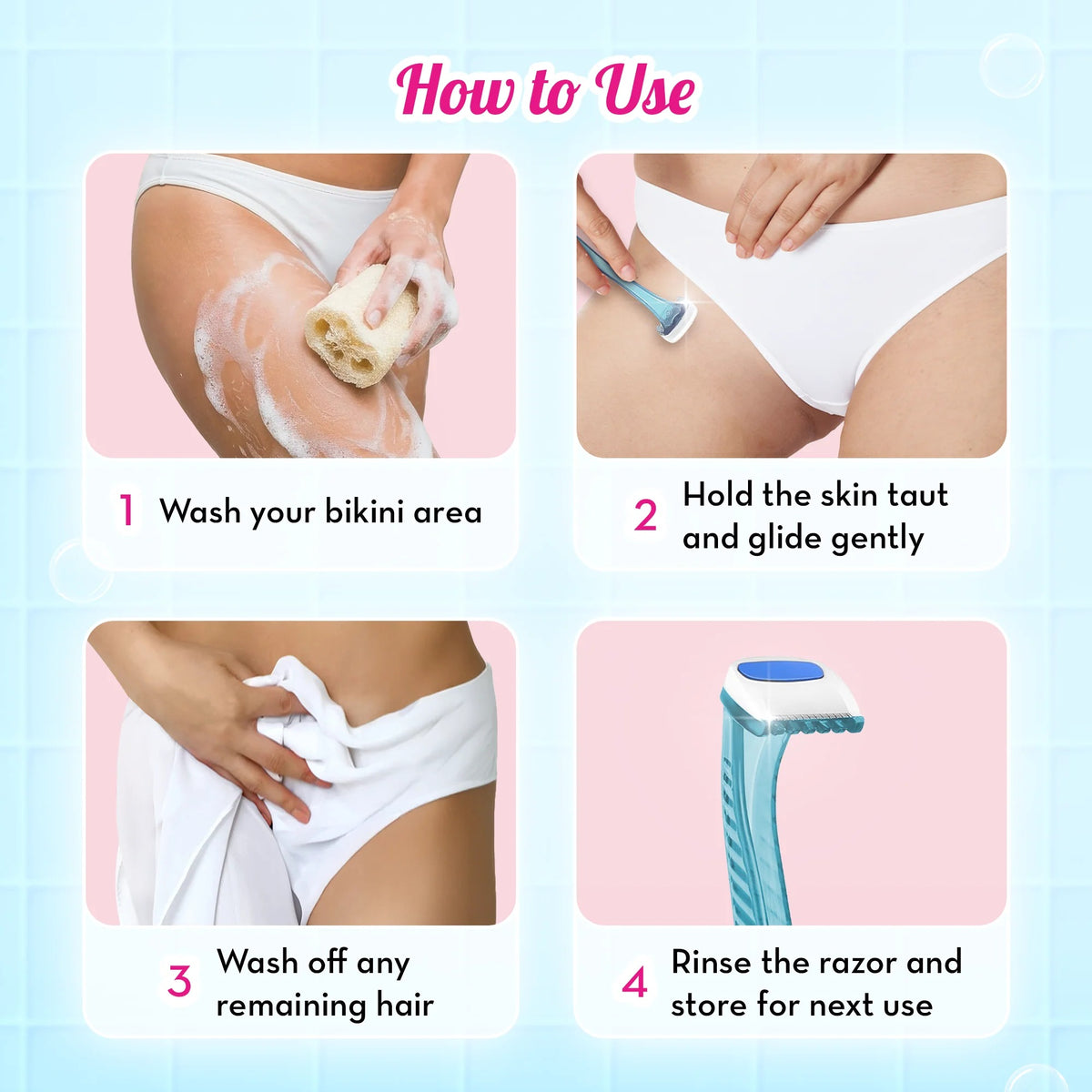 Plush Reusable Bikini Razor for Women (2 Pcs)